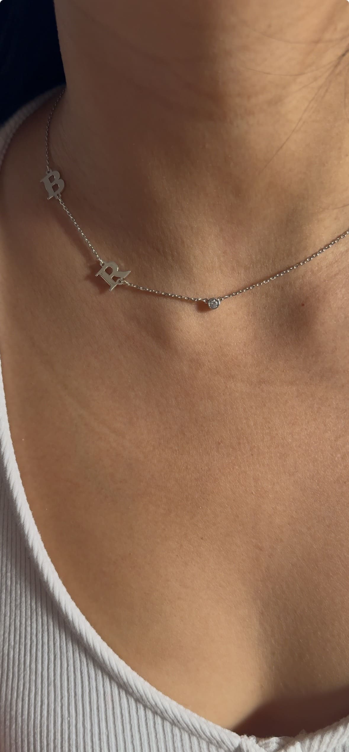 Initial Necklace with Diamonds or Crystals