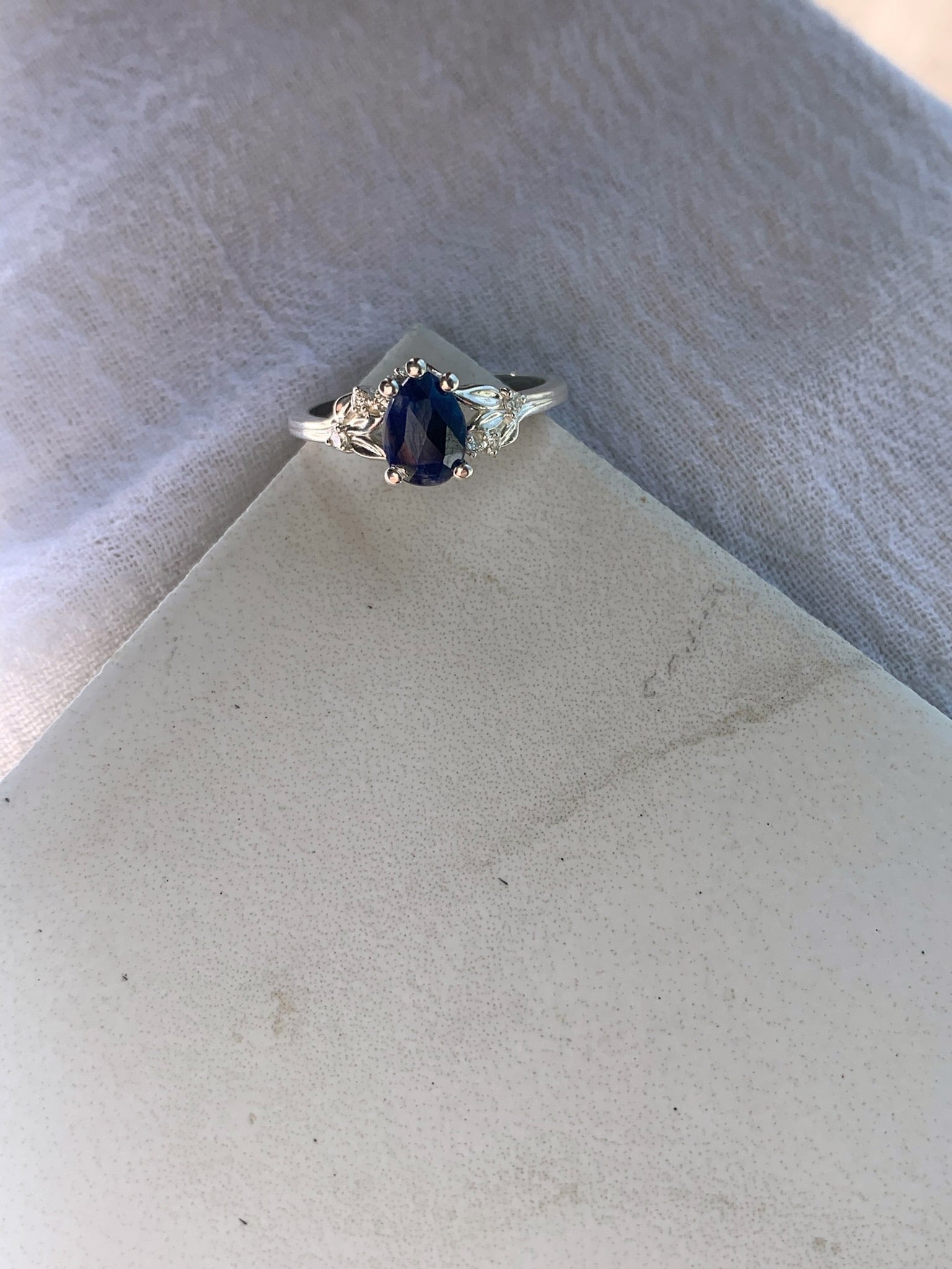 Sapphire Pear Custom Engagement Ring