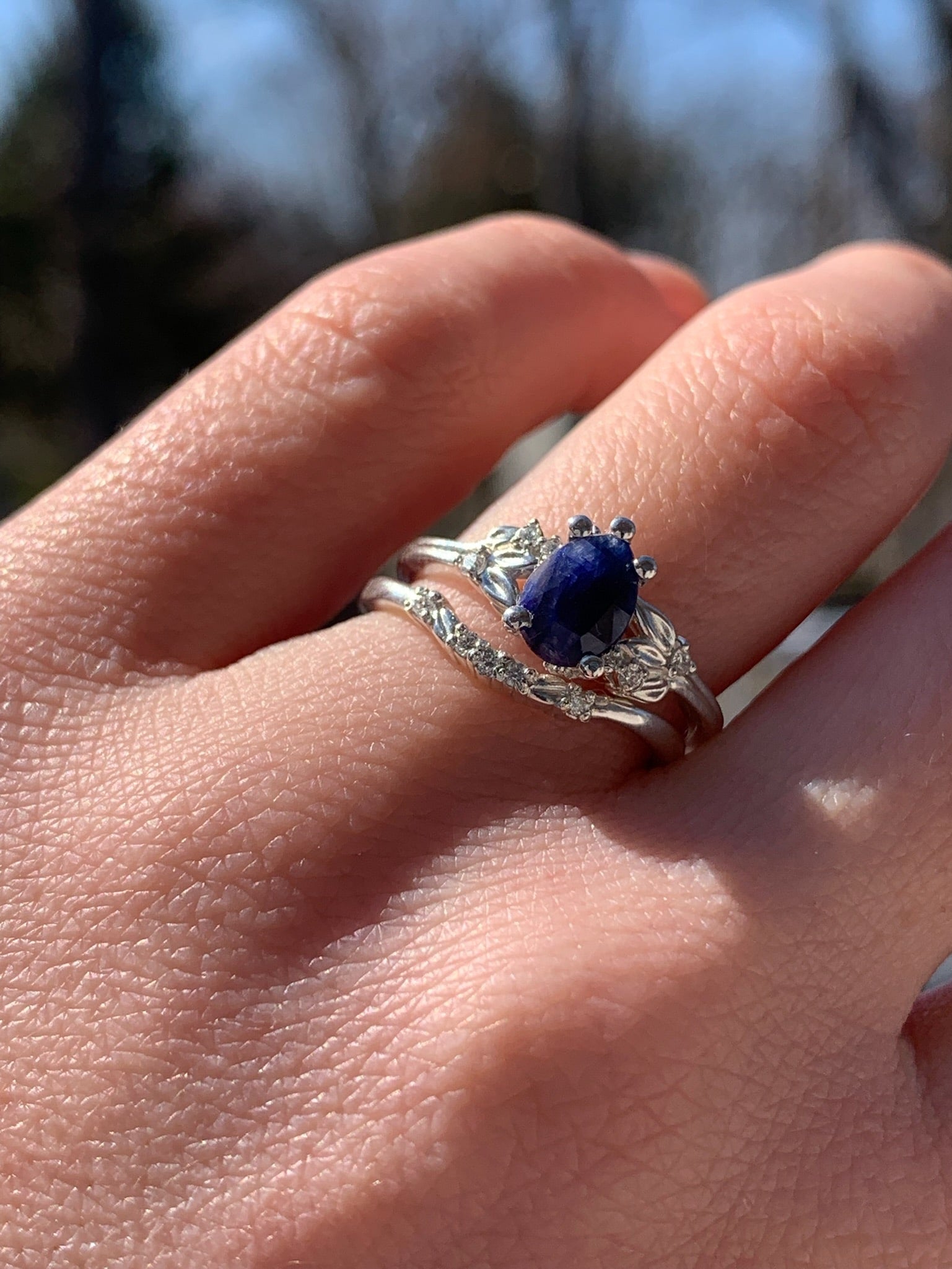 Sapphire Pear Custom Engagement Ring