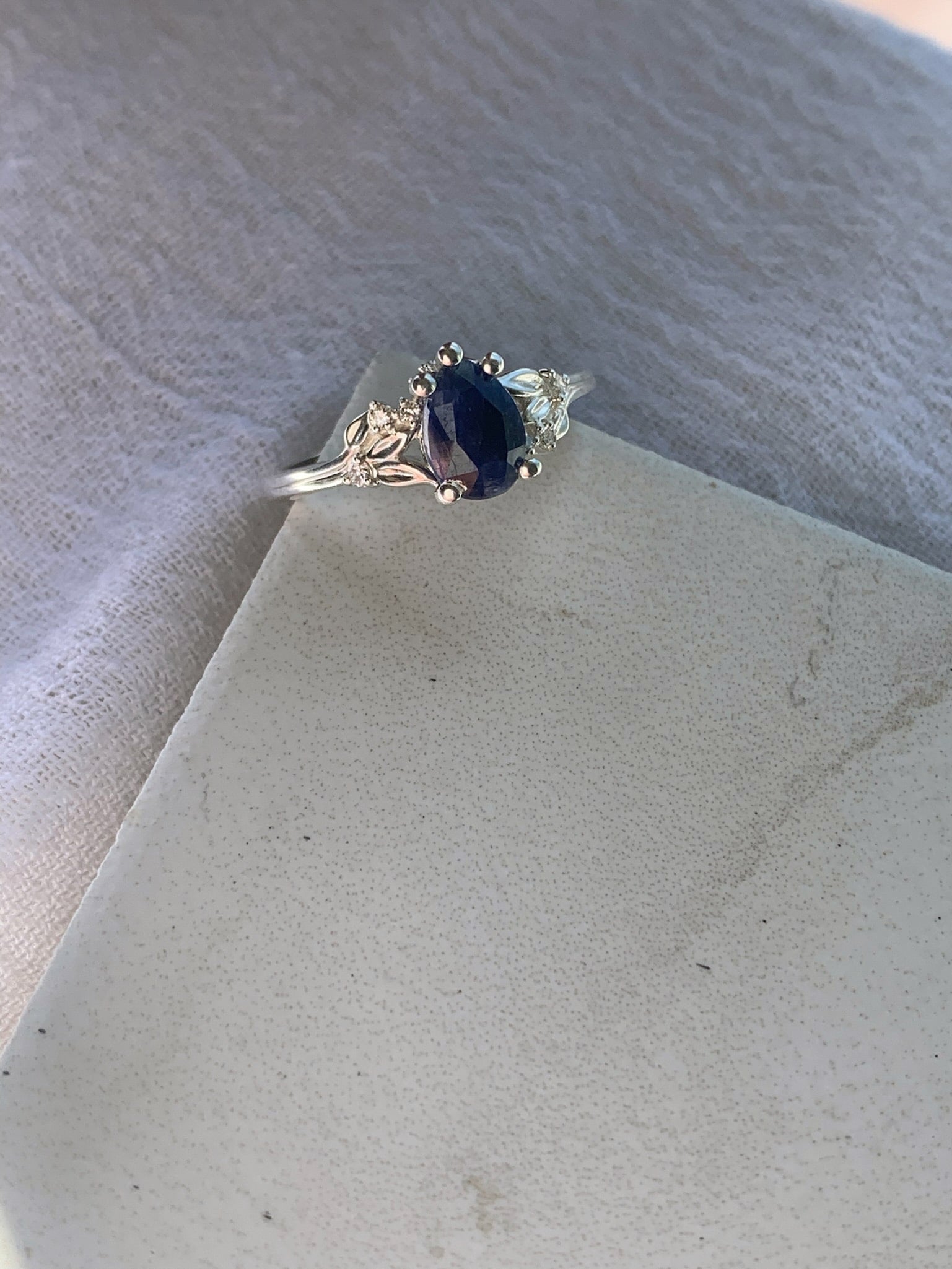Sapphire Pear Custom Engagement Ring