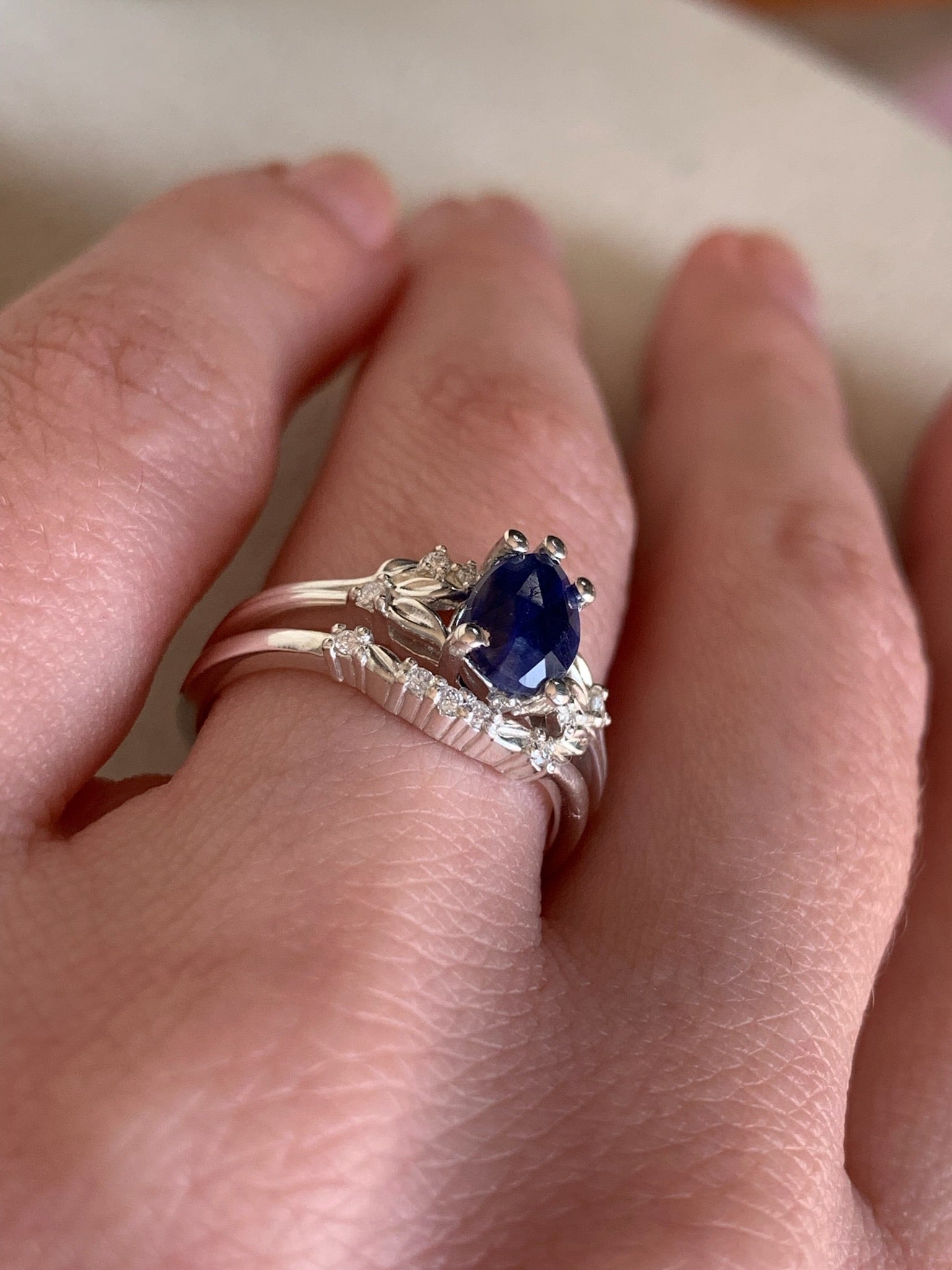 Sapphire Pear Custom Engagement Ring