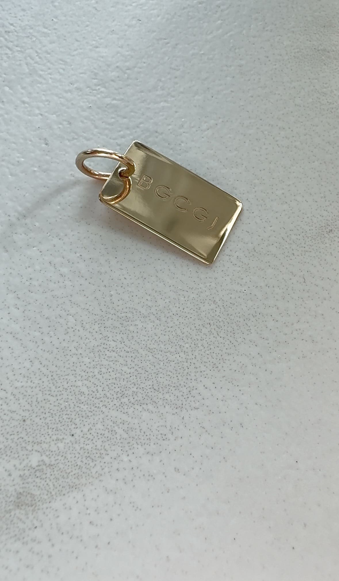 Engravable 14k Gold Tag Charm Necklace