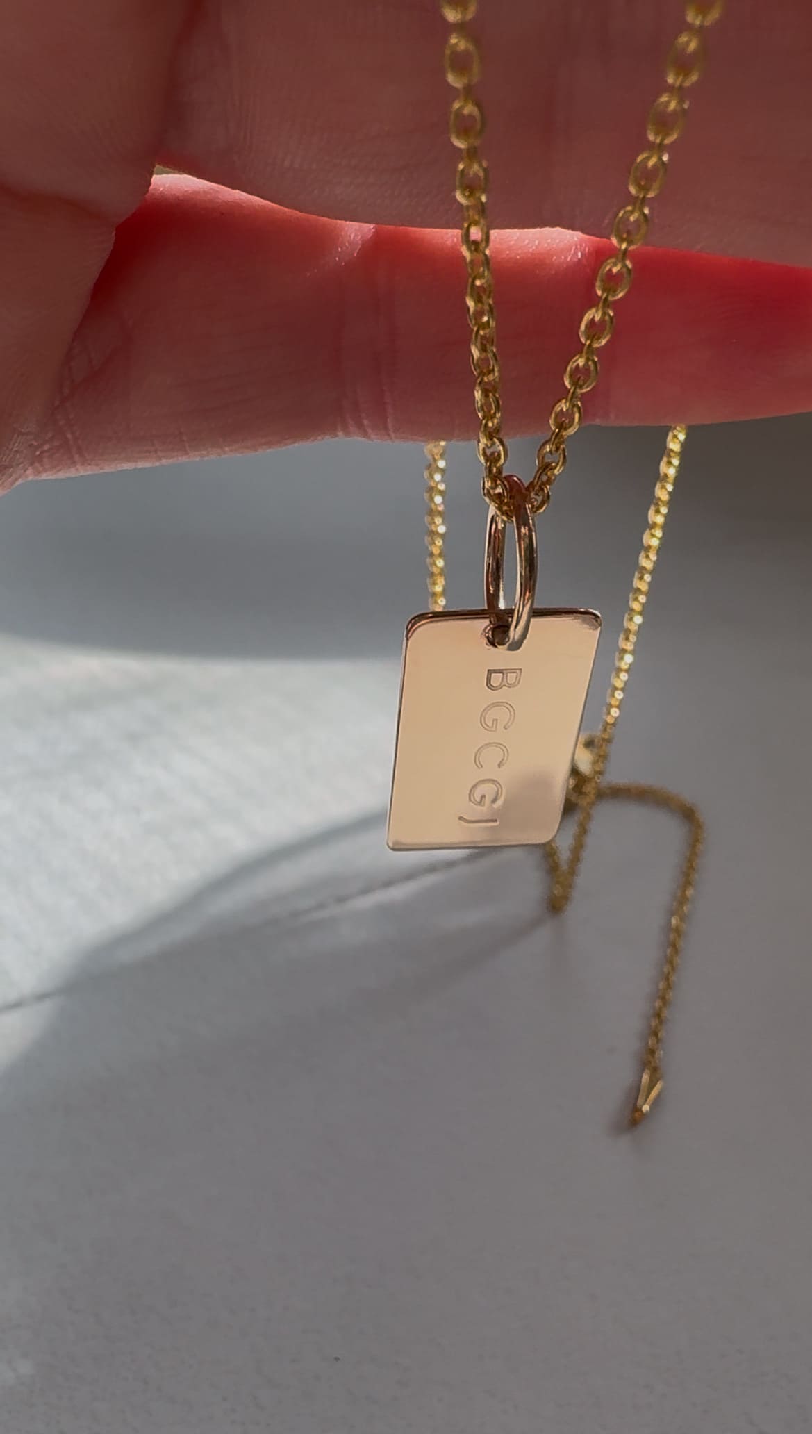Engravable 14k Gold Tag Charm Necklace