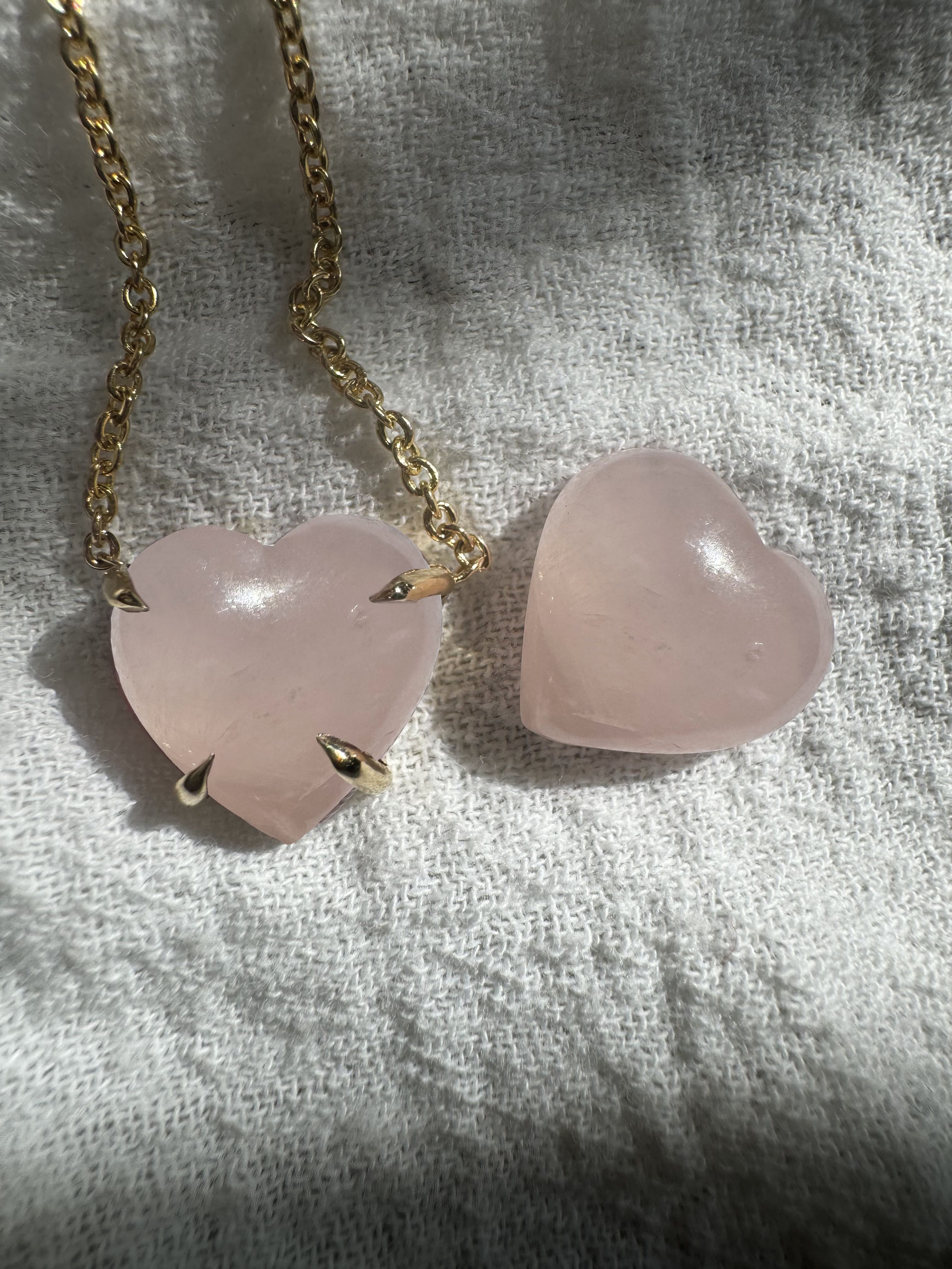 Solitaire Rose Quartz Heart Necklace
