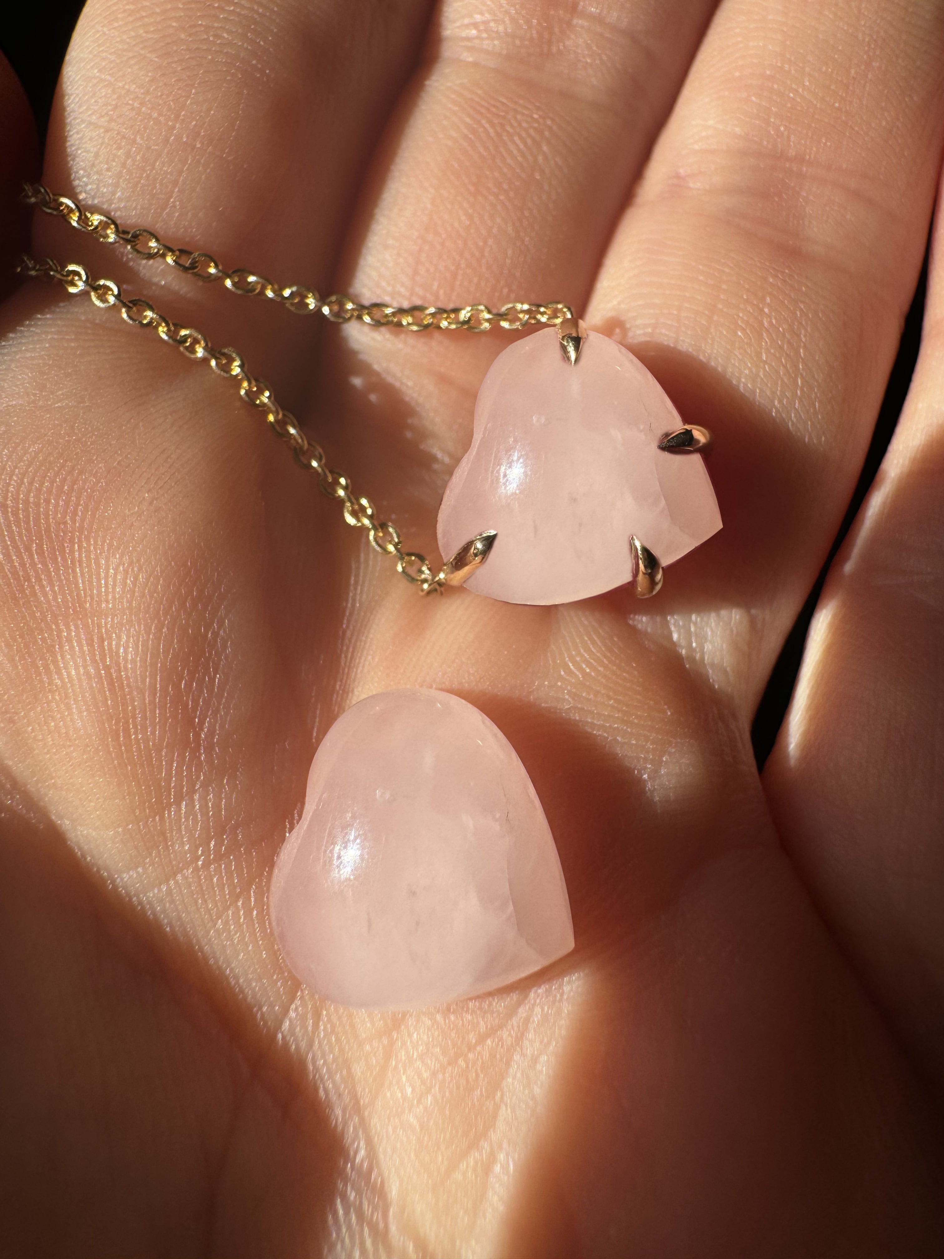 Solitaire Rose Quartz Heart Necklace