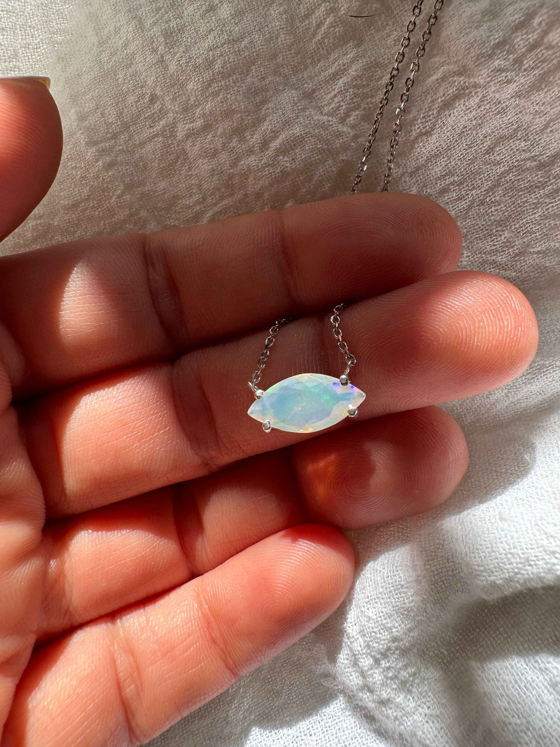 Solitaire Marquise Opal Necklace