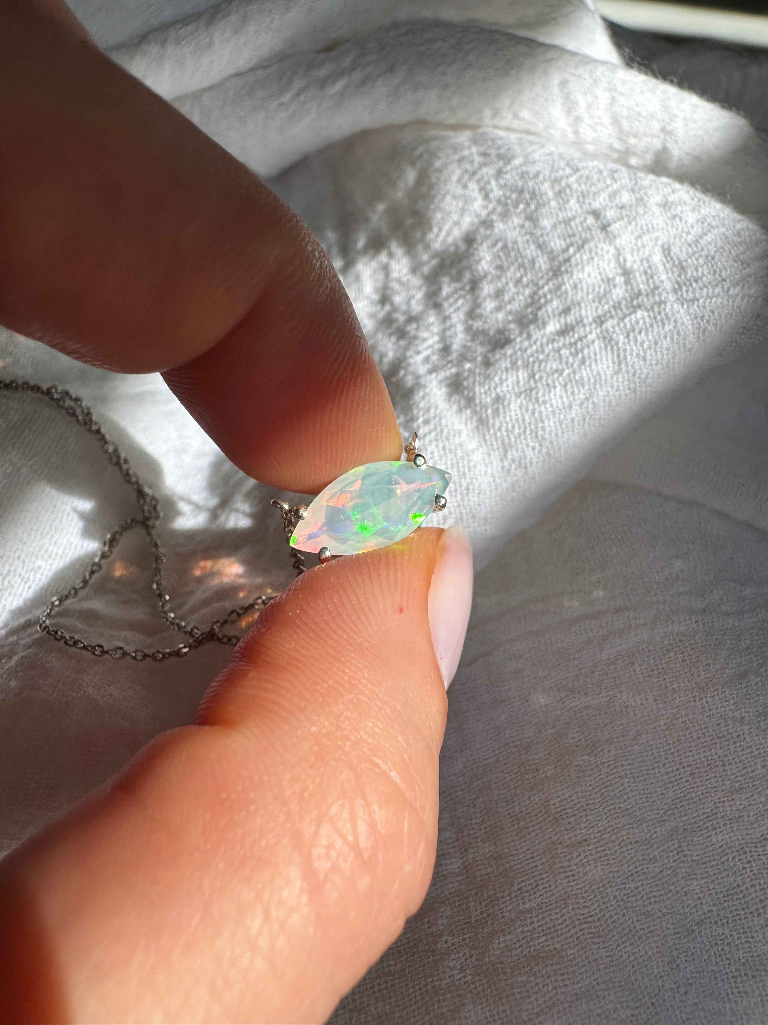 Solitaire Marquise Opal Necklace