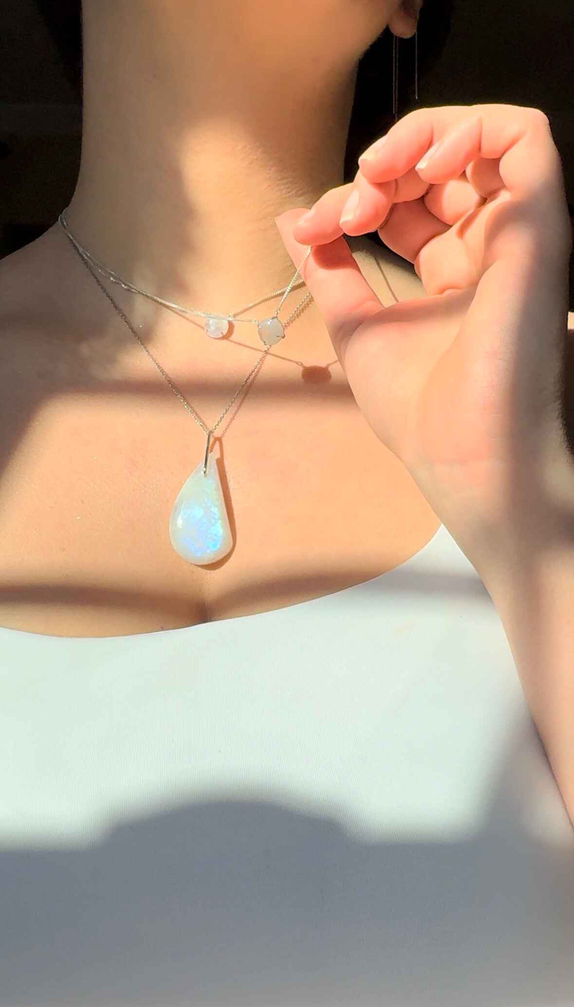 Solitaire Pear Moonstone Necklace