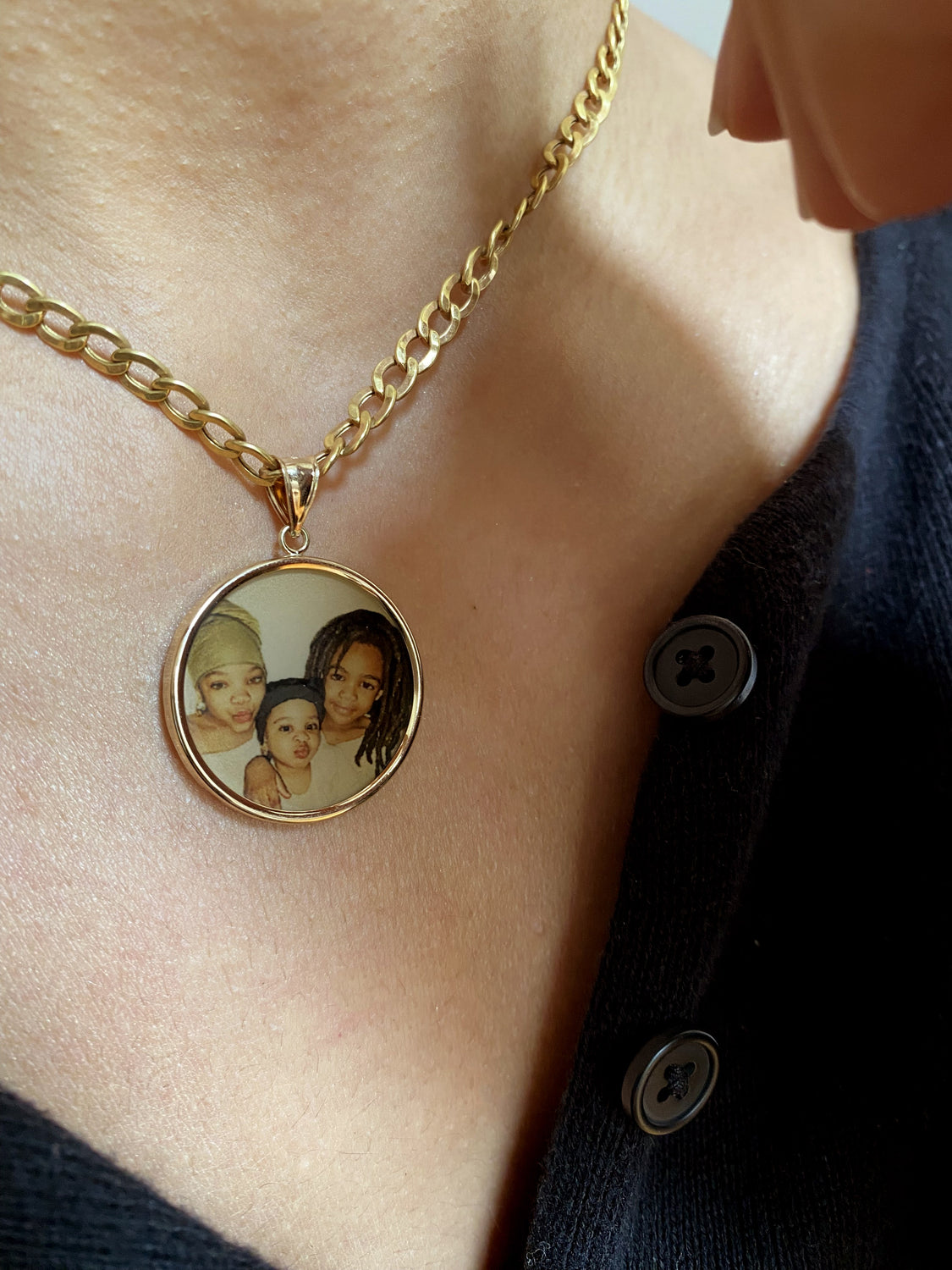 Gold Photo Pendant Disc Charm