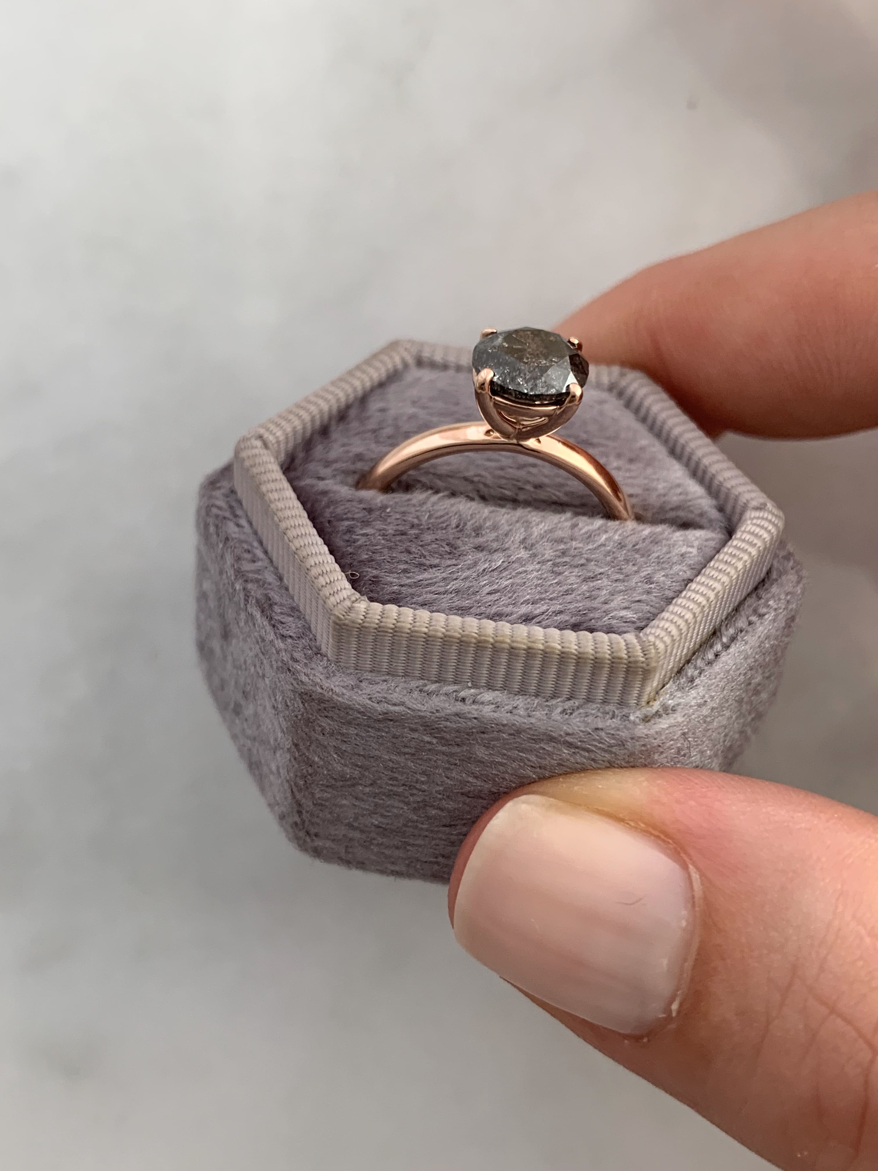 Round Salt & Pepper Custom Engagement Ring