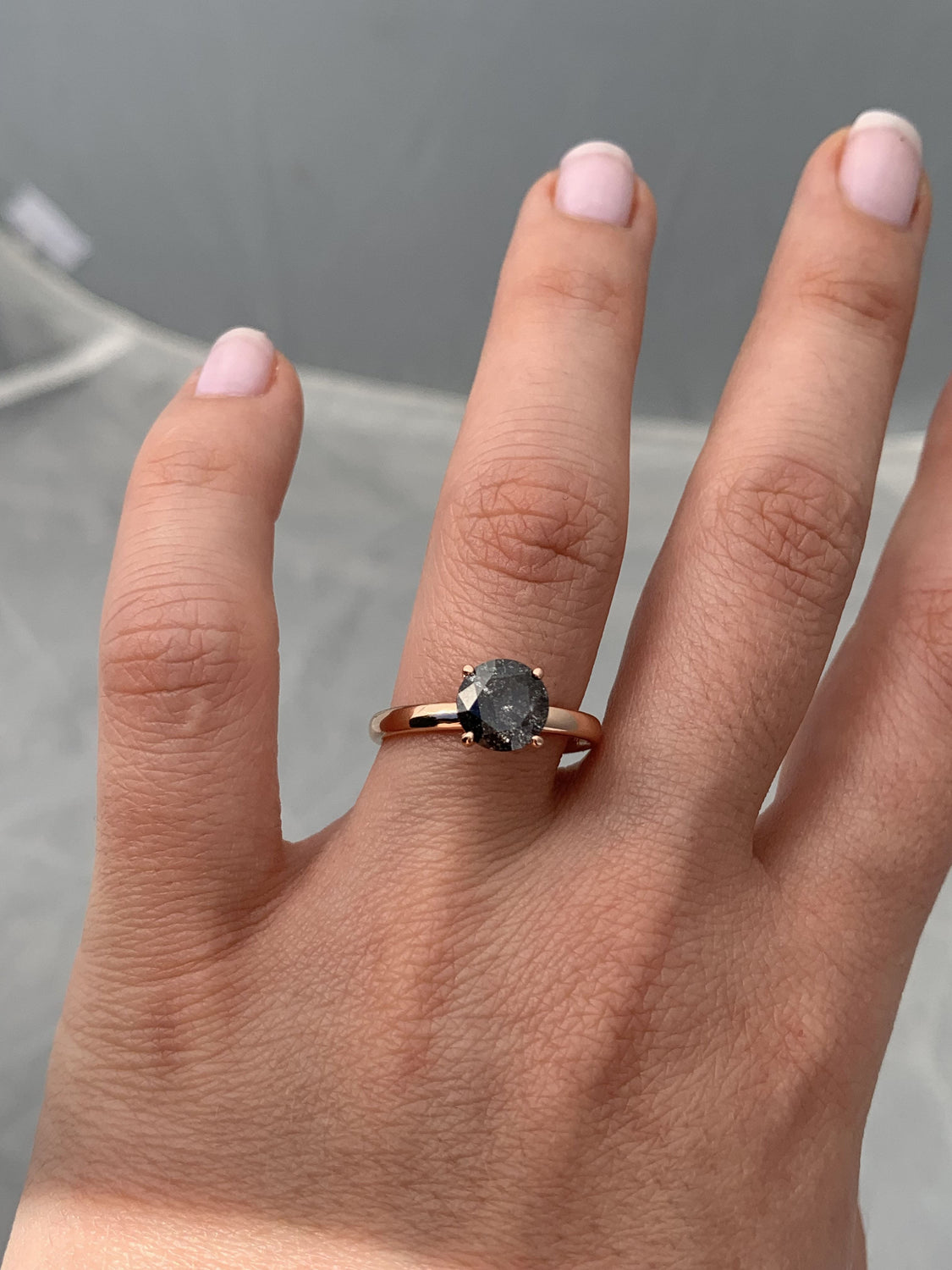 Round Salt & Pepper Custom Engagement Ring