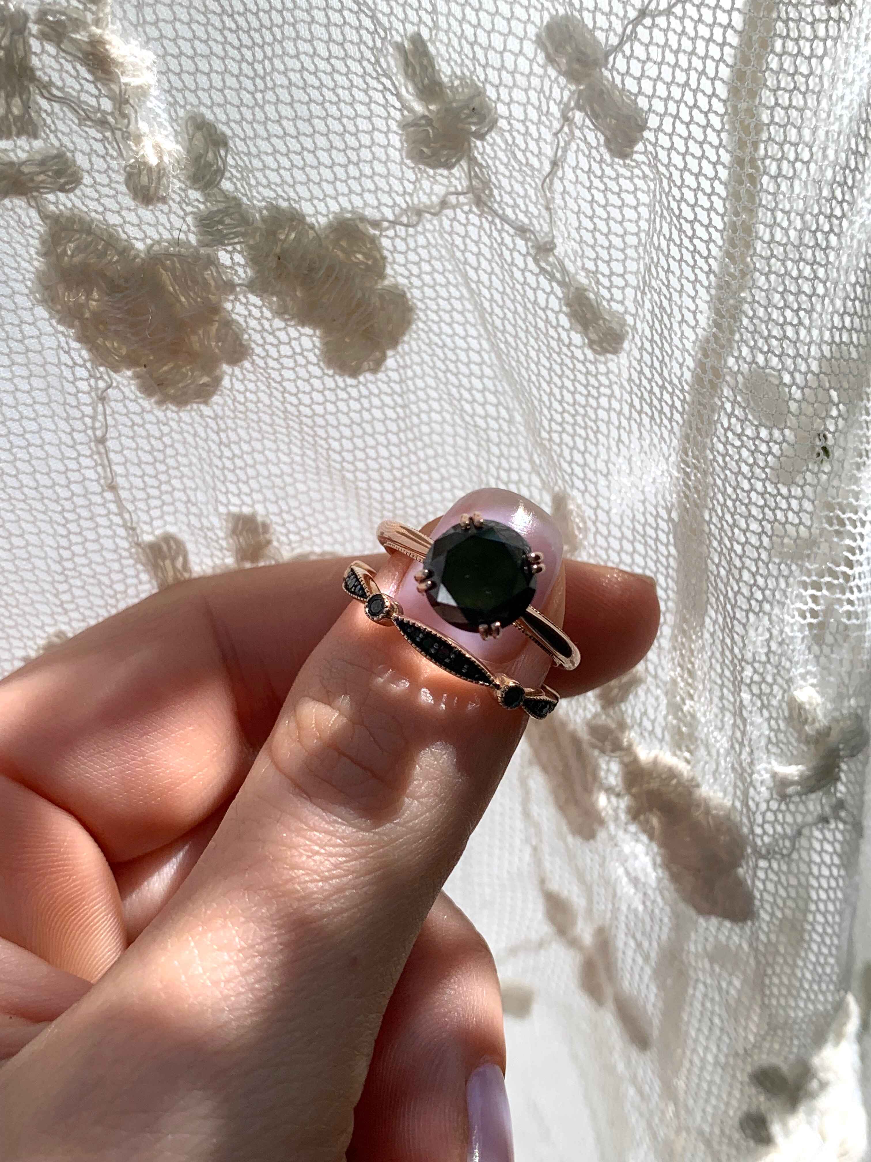 Round Black Diamond Custom Engagement Ring