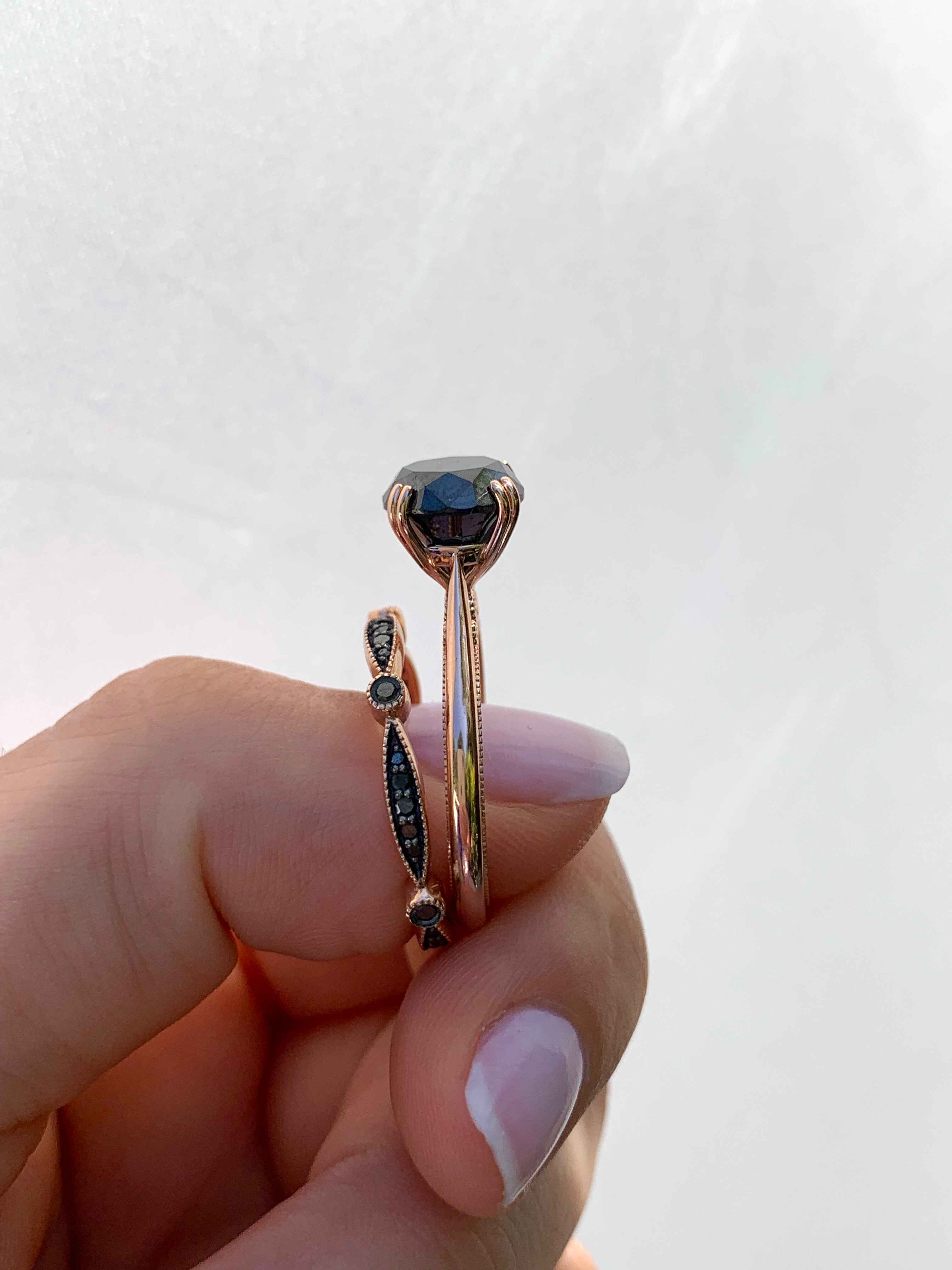 Round Black Diamond Custom Engagement Ring