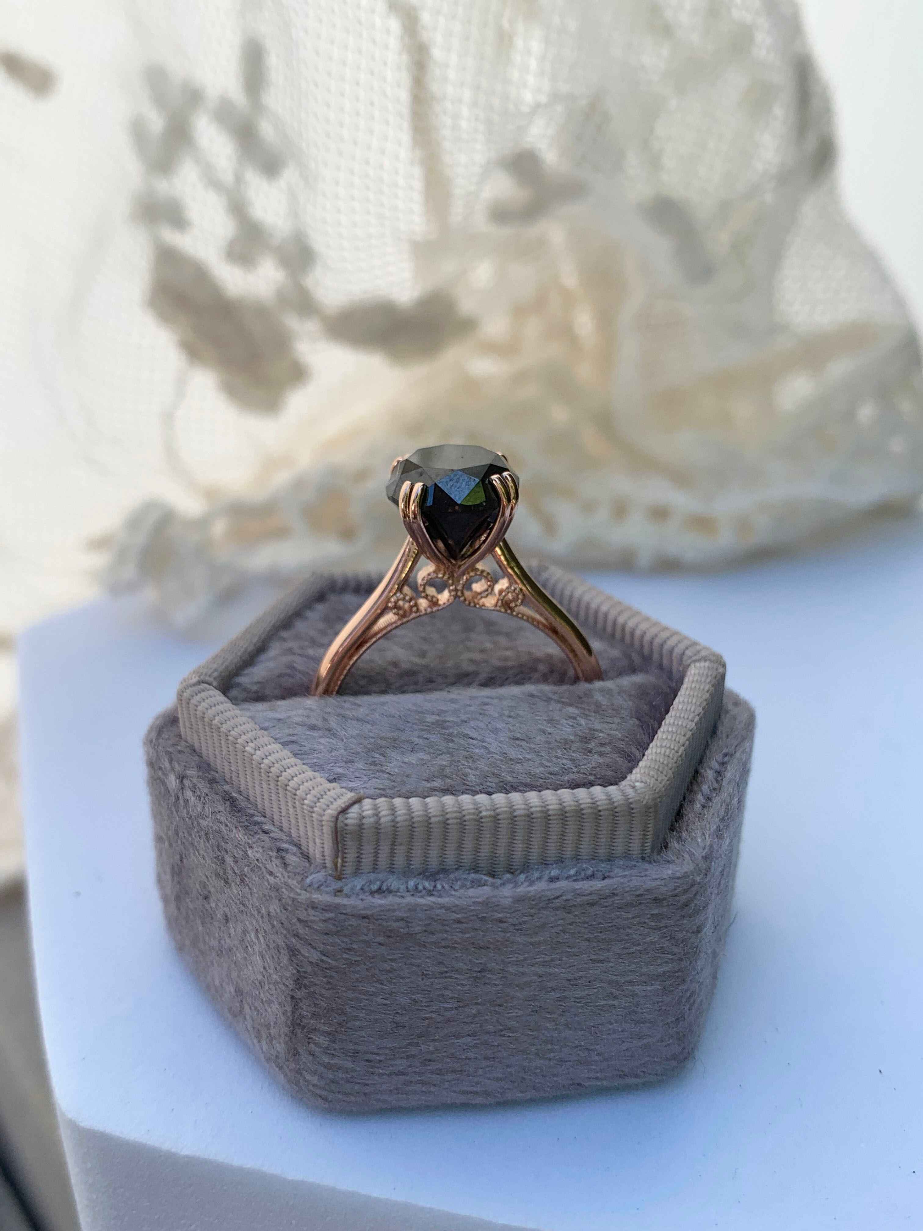 Round Black Diamond Custom Engagement Ring