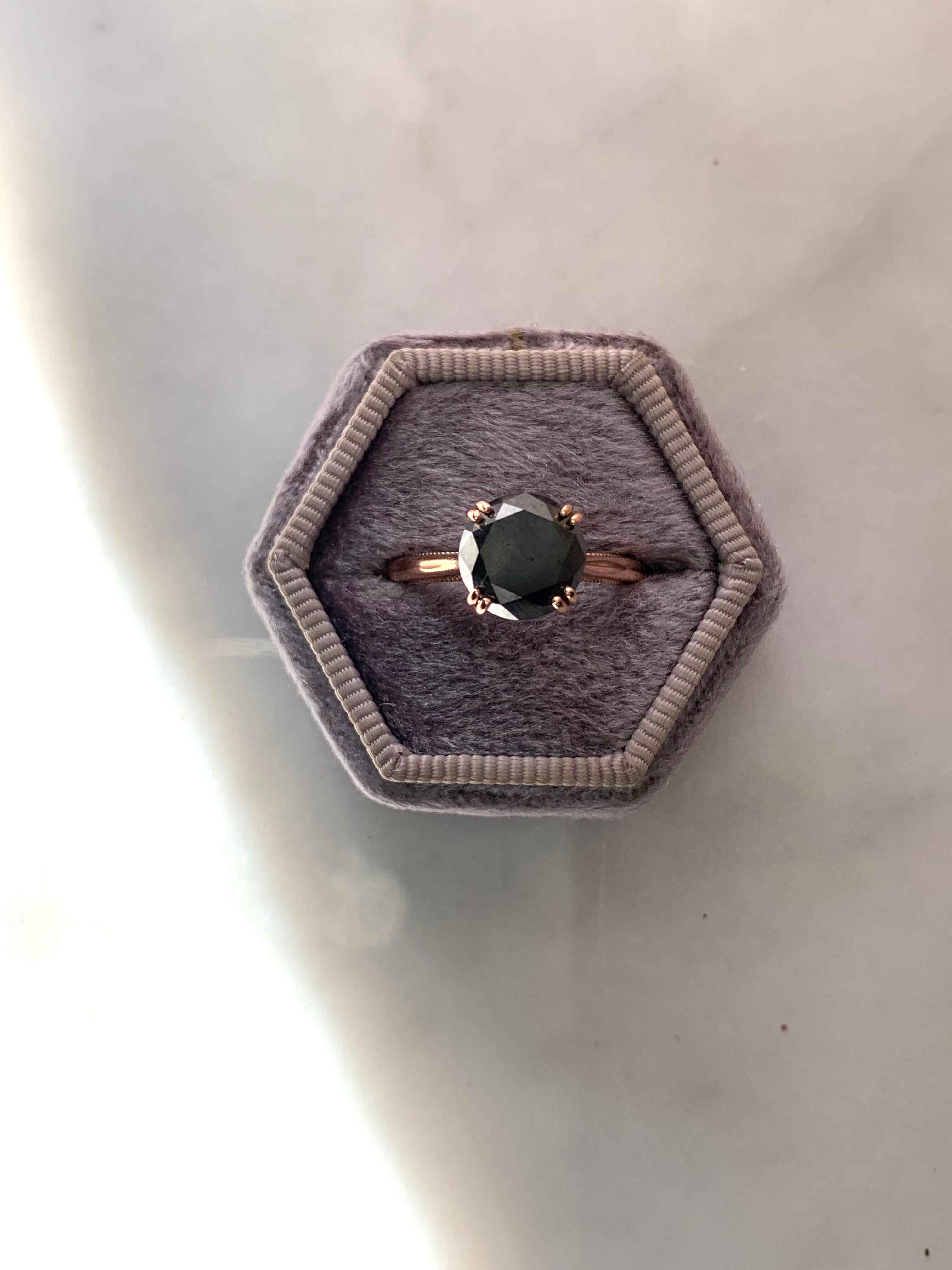 Round Black Diamond Custom Engagement Ring