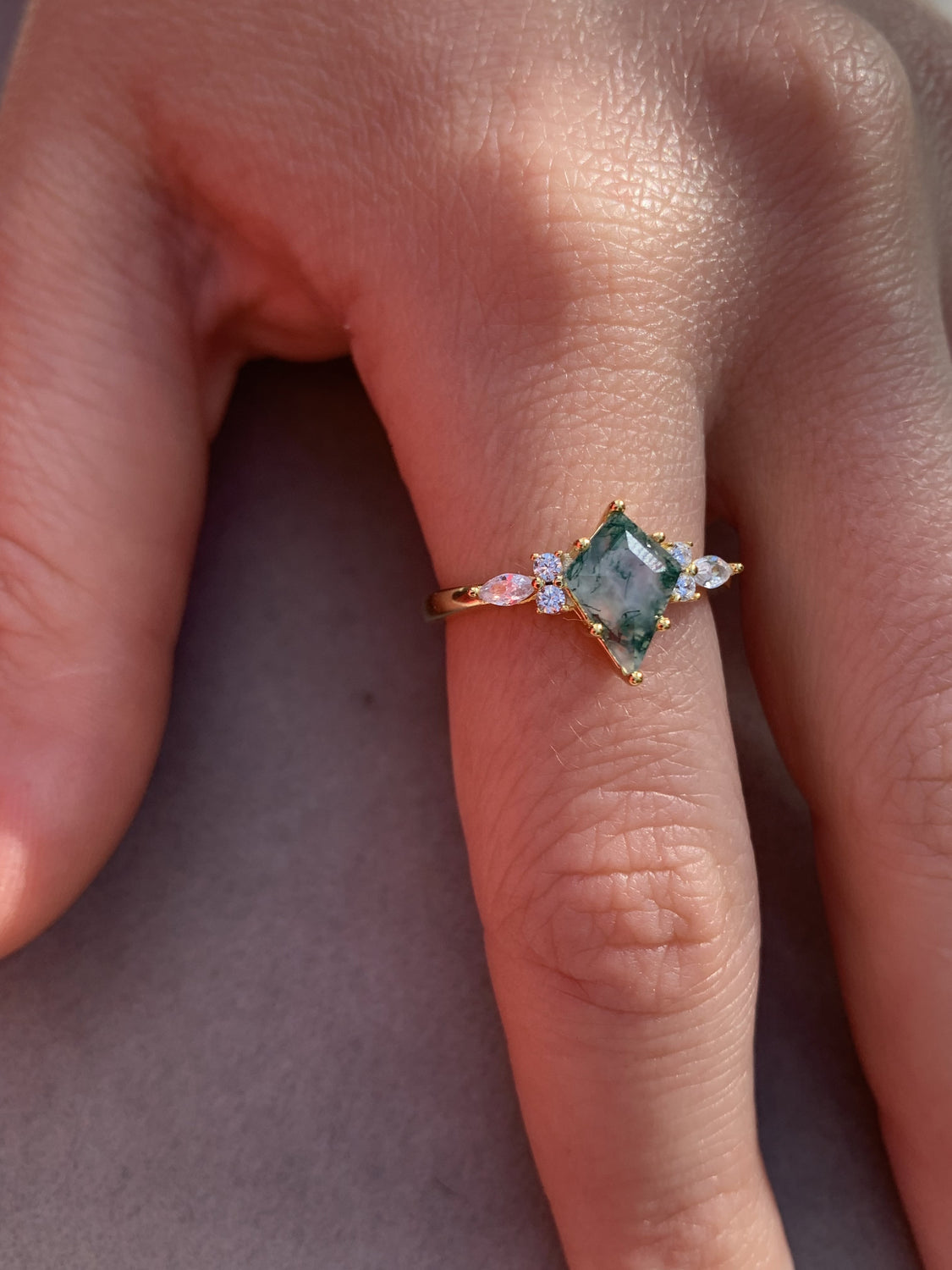 Moss Agate Custom Engagement Ring