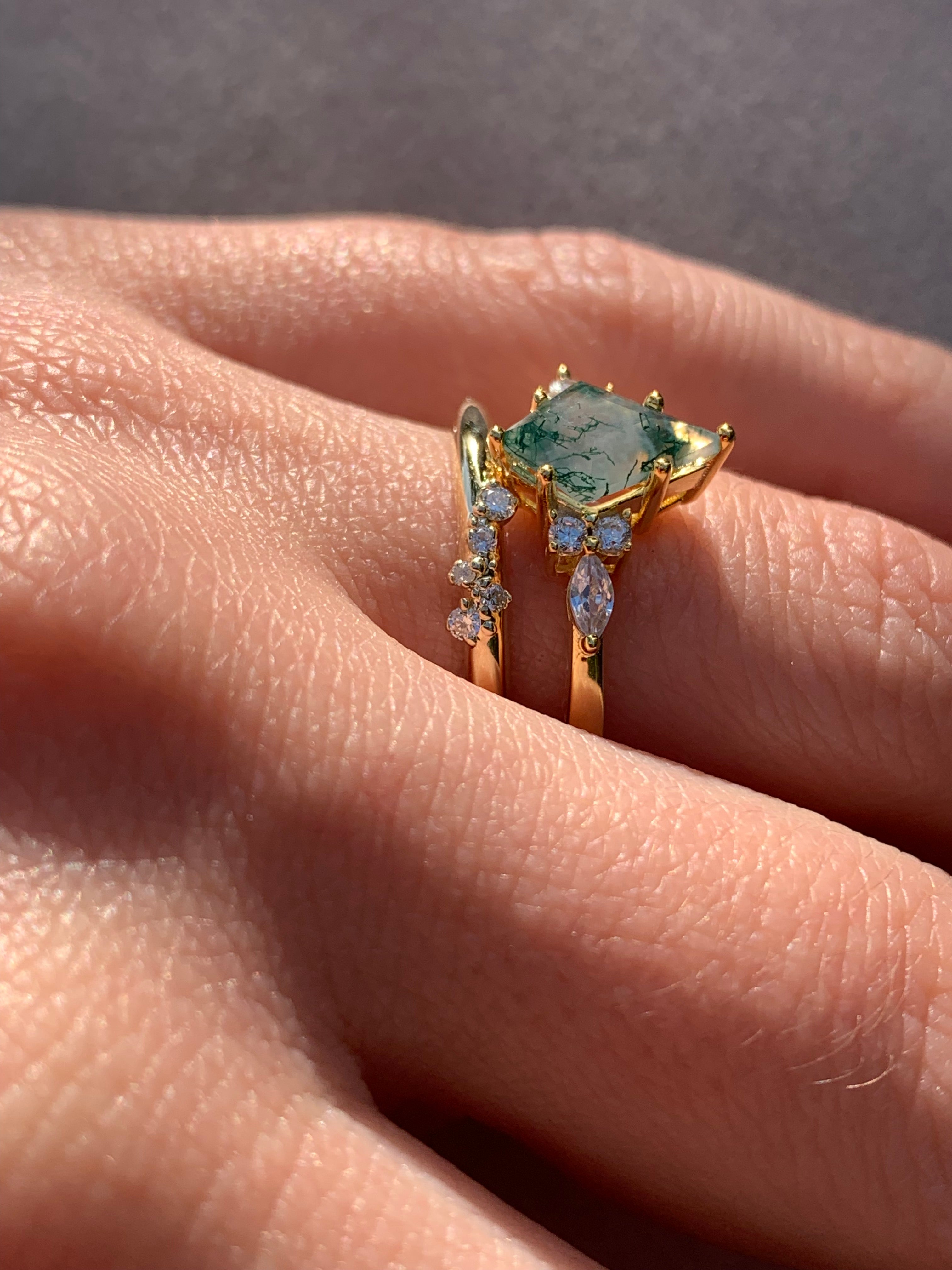 Moss Agate Custom Engagement Ring