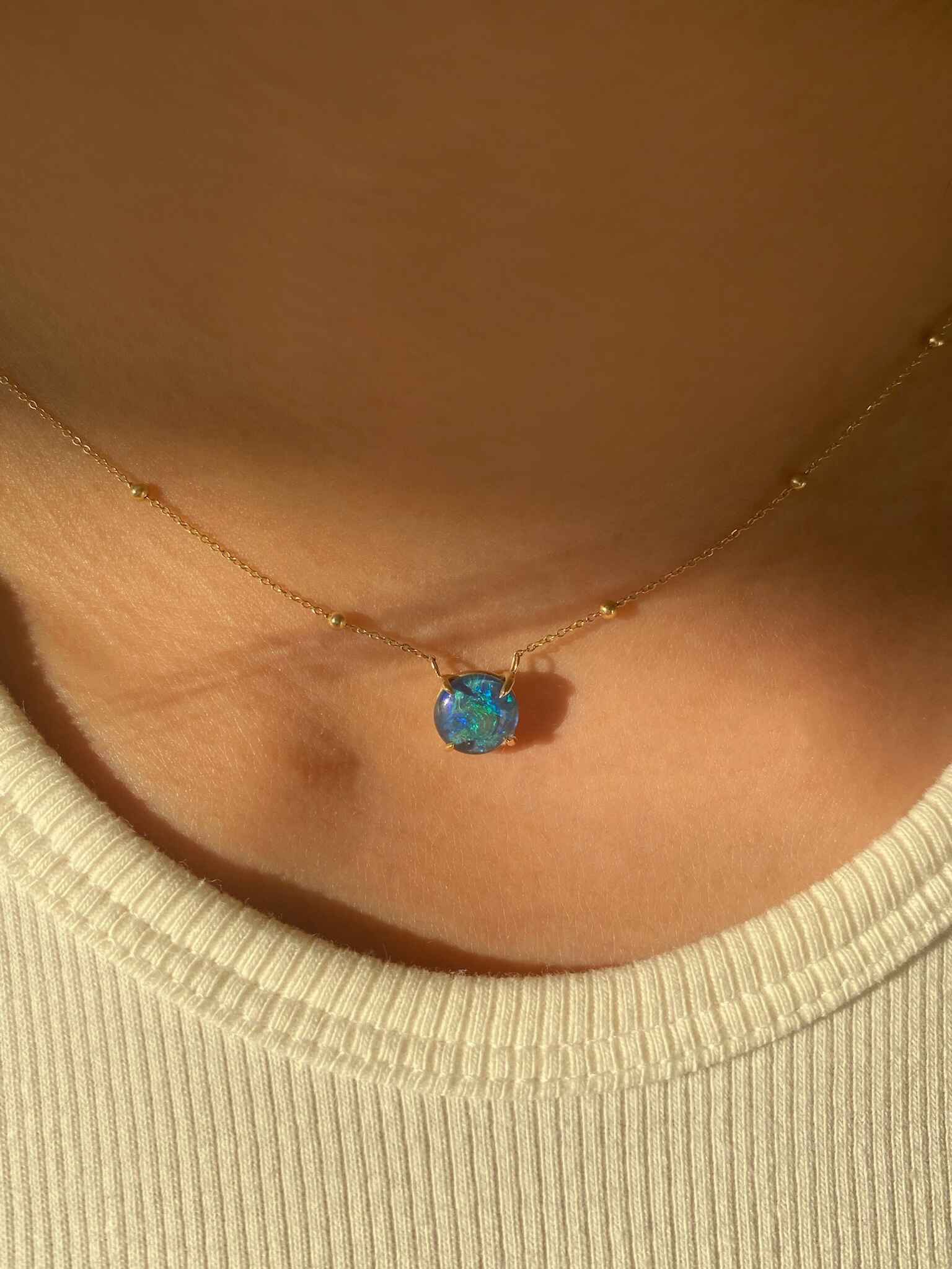 Solitaire Opal Necklace