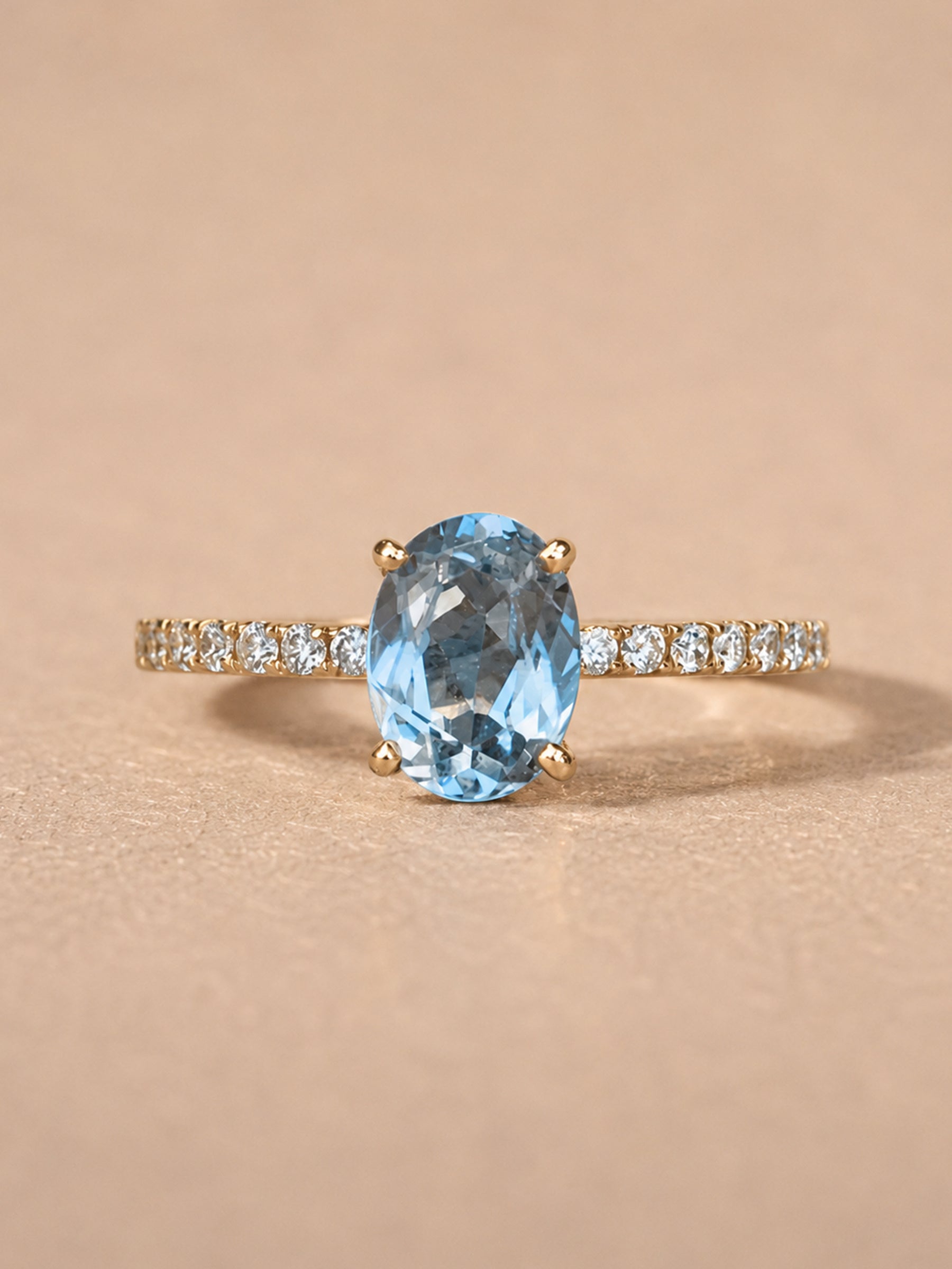 Oval Aquamarine Hidden Halo Engagement Ring