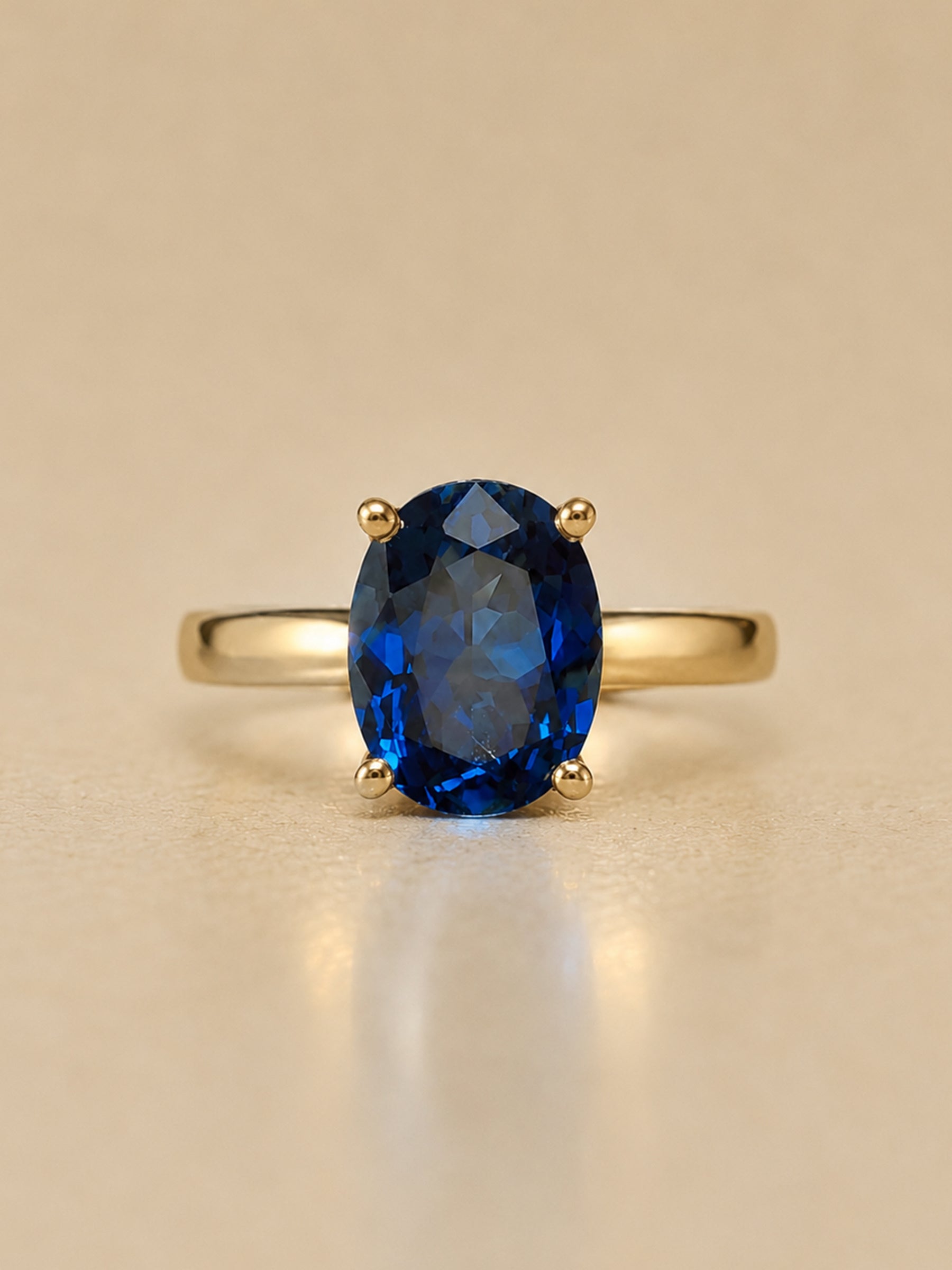 Oval Blue Sapphire Solitaire Engagement Ring