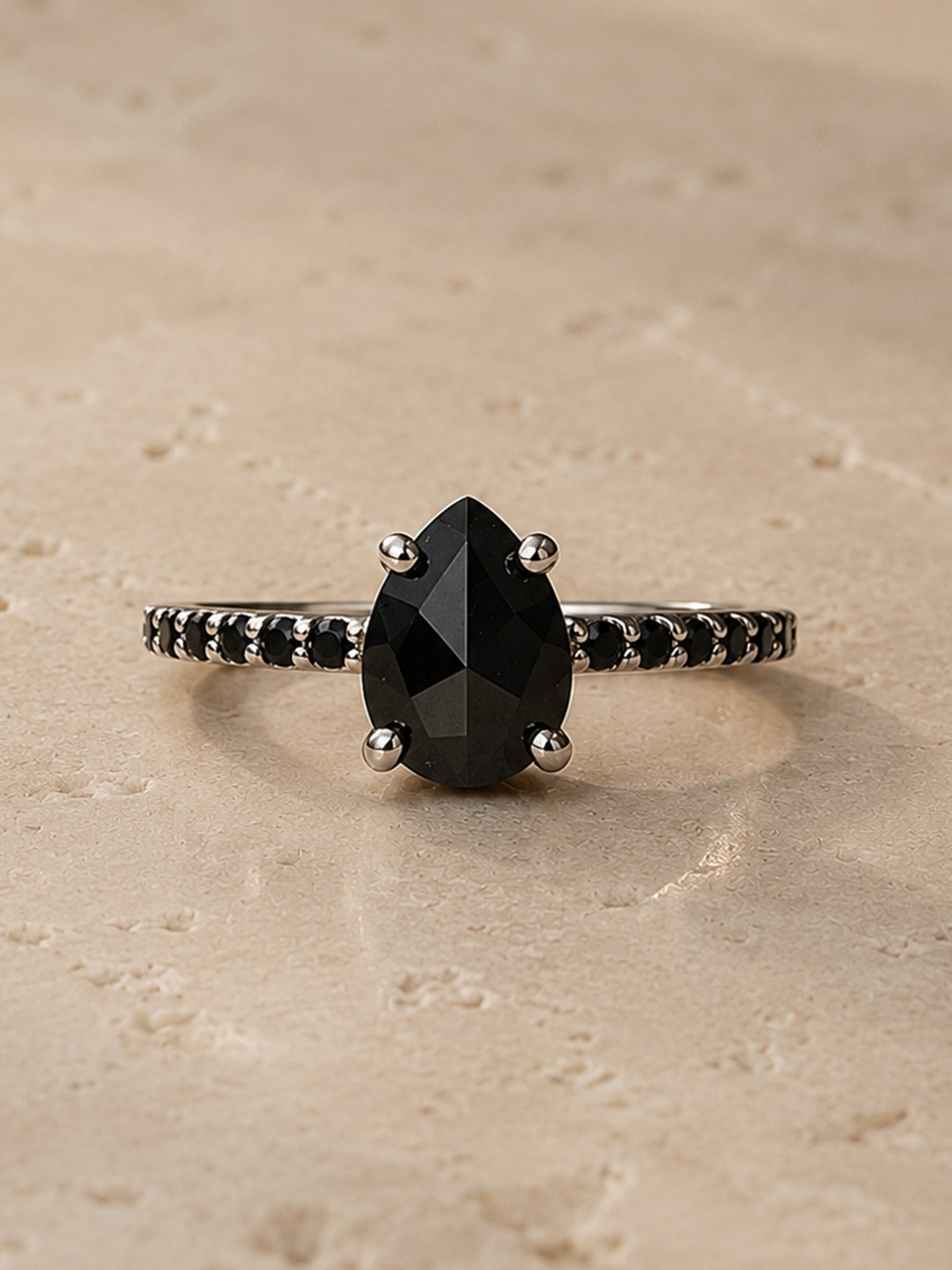Pear Onyx Engagement Ring