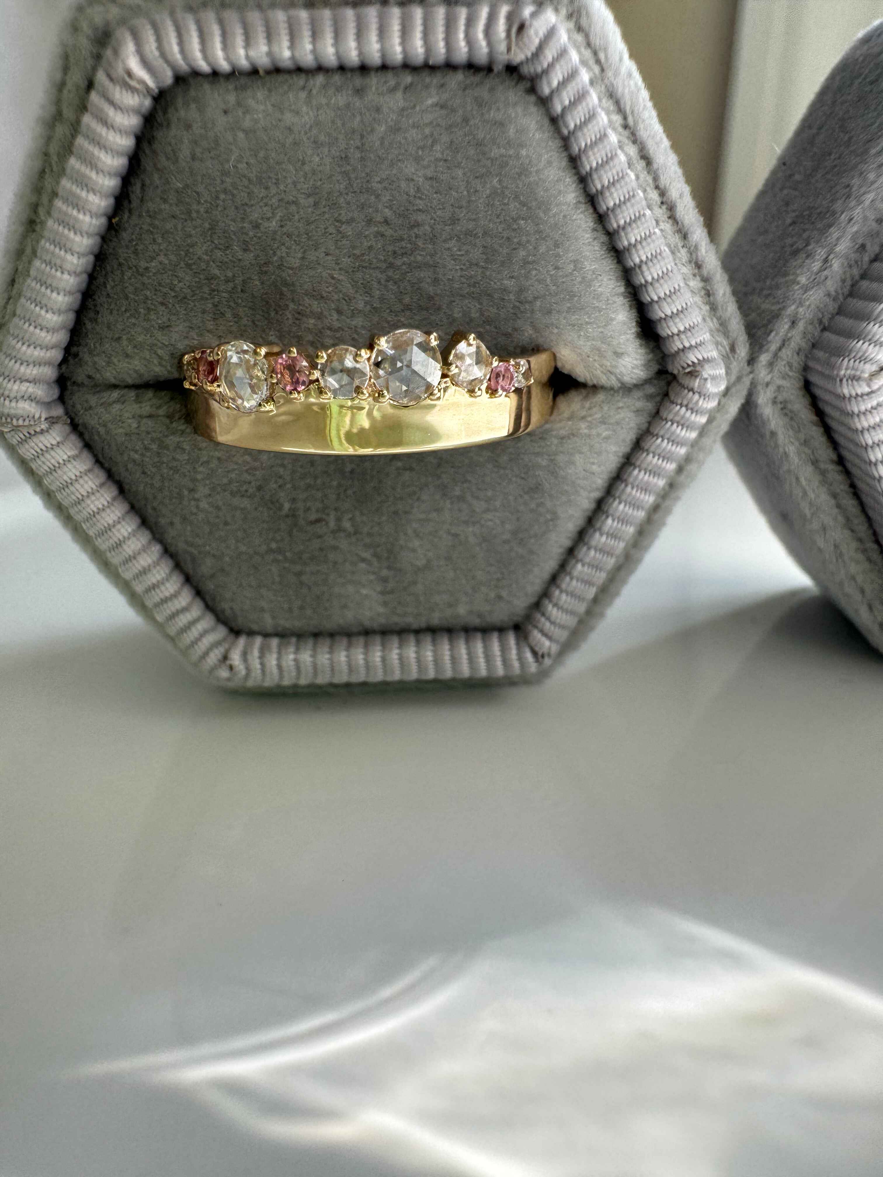 Pink Sapphire/Tourmaline & Diamond Hayden Band