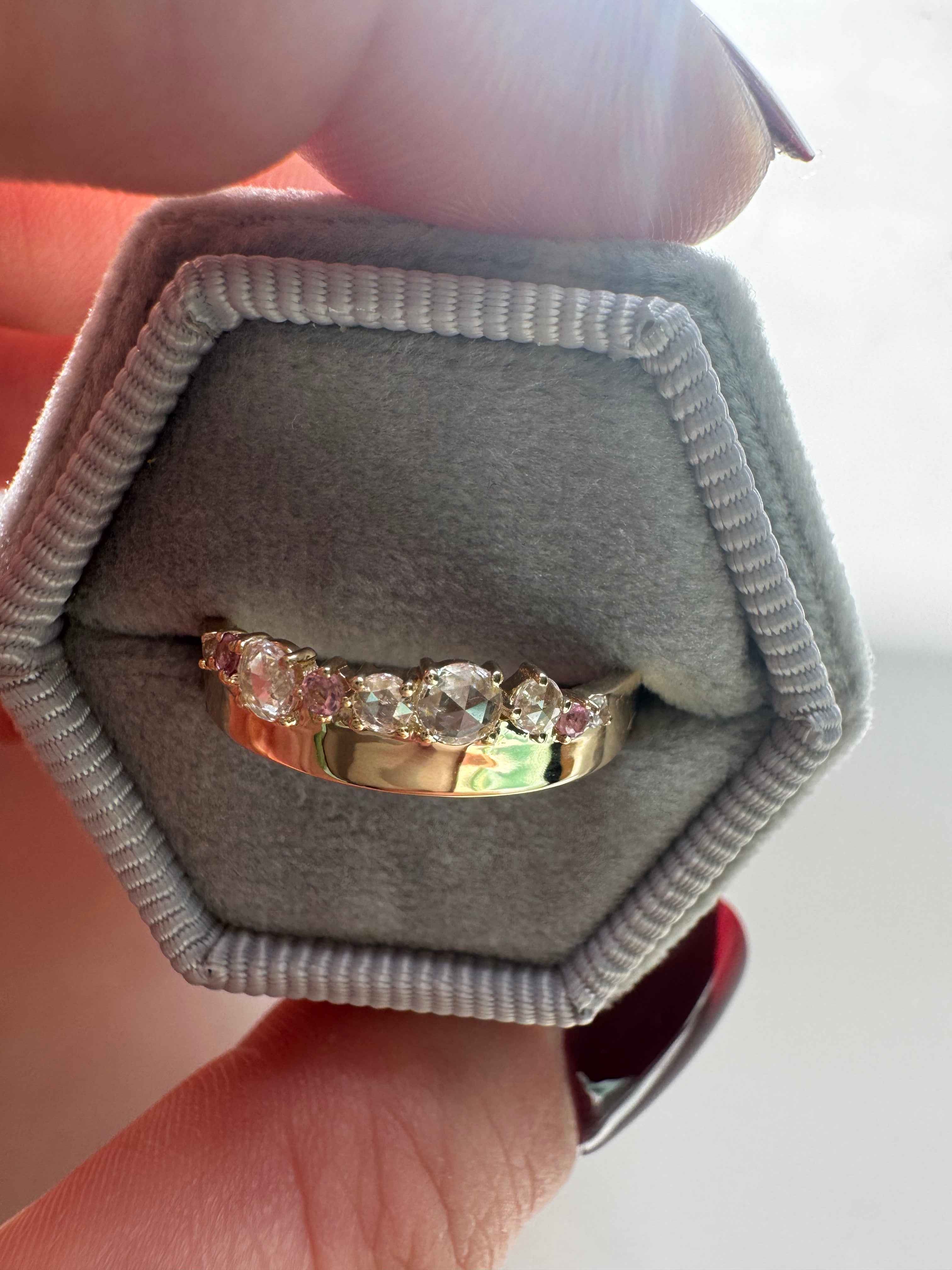 Pink Sapphire/Tourmaline & Diamond Hayden Band