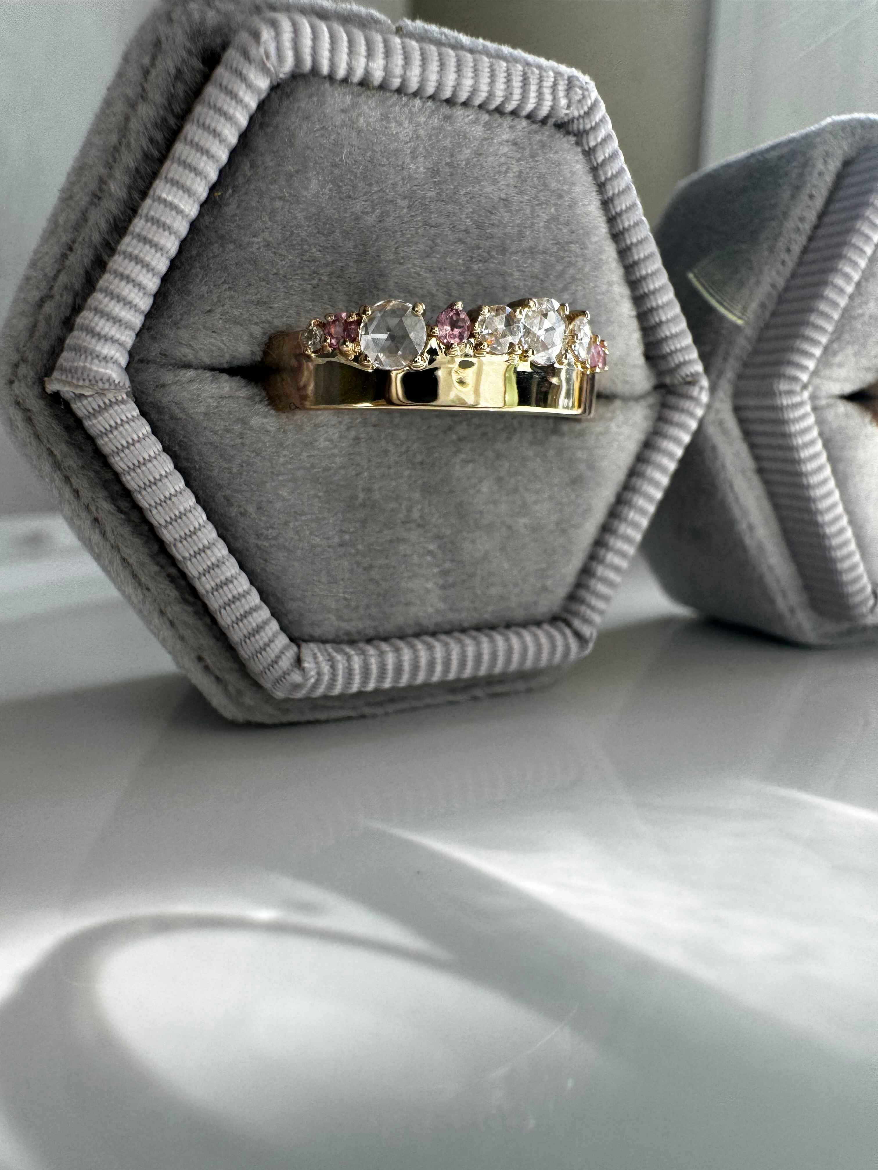 Pink Sapphire/Tourmaline & Diamond Hayden Band