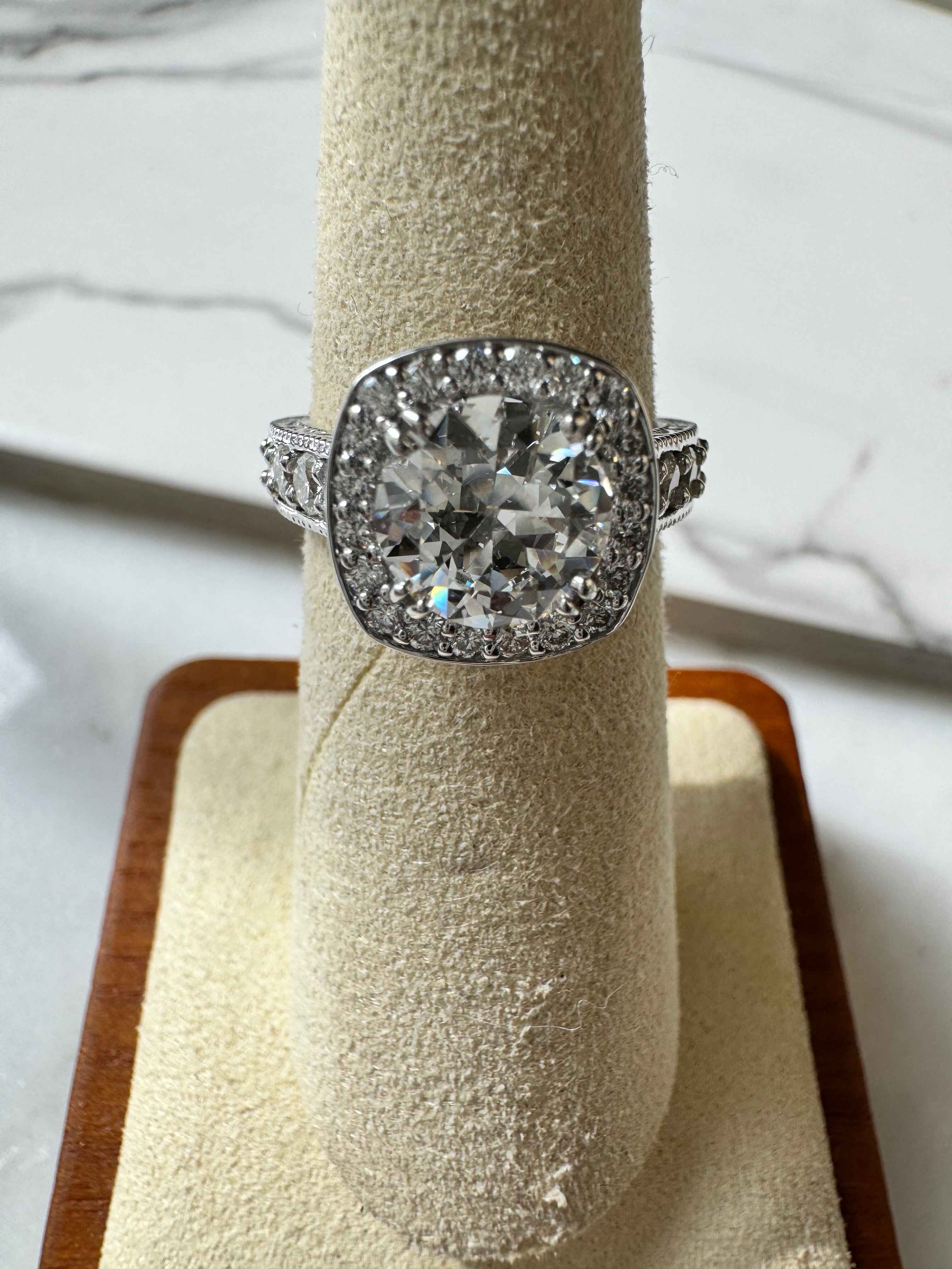 Round Diamond with Halo Custom Engagement Ring