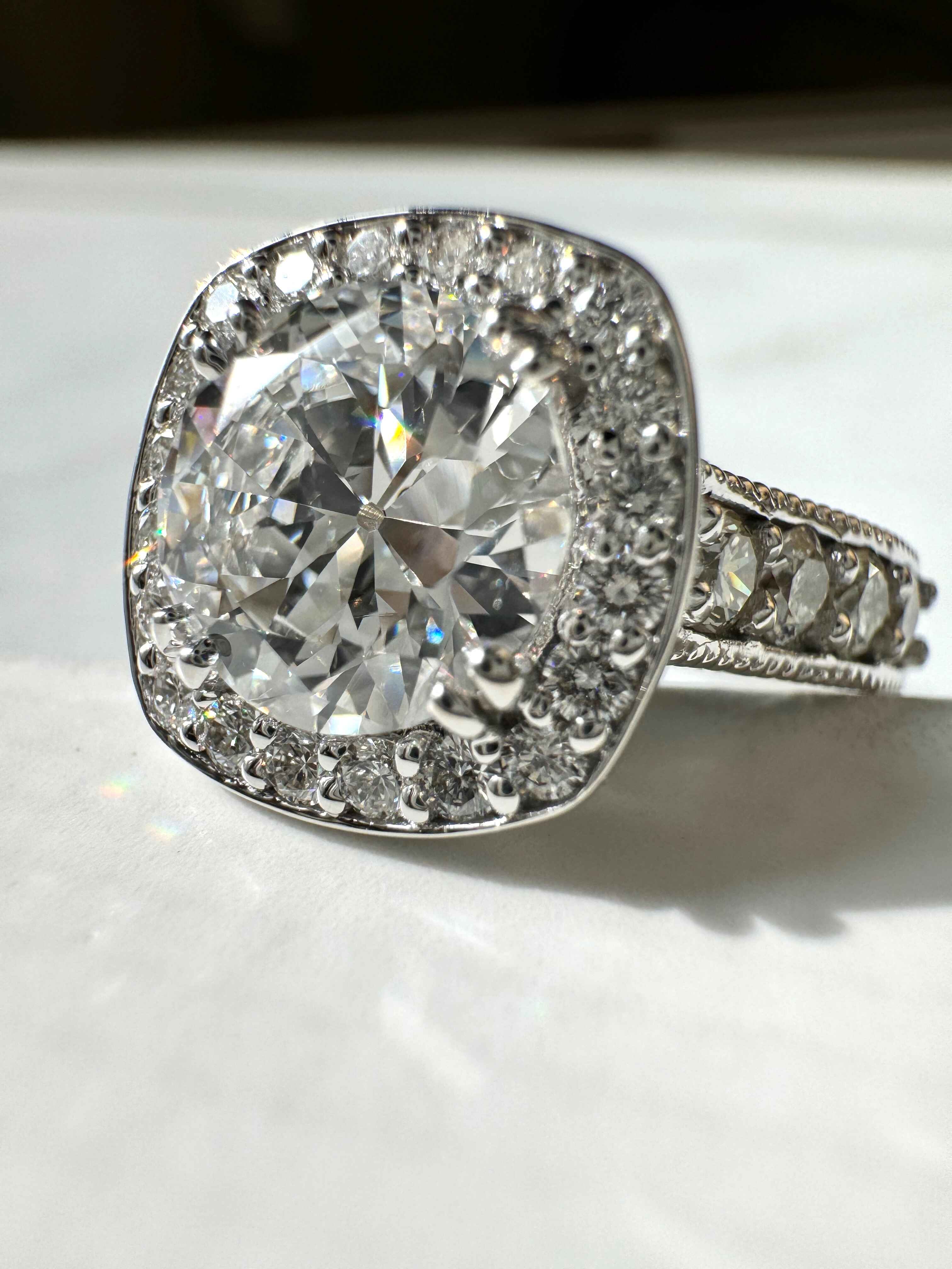 Round Diamond with Halo Custom Engagement Ring