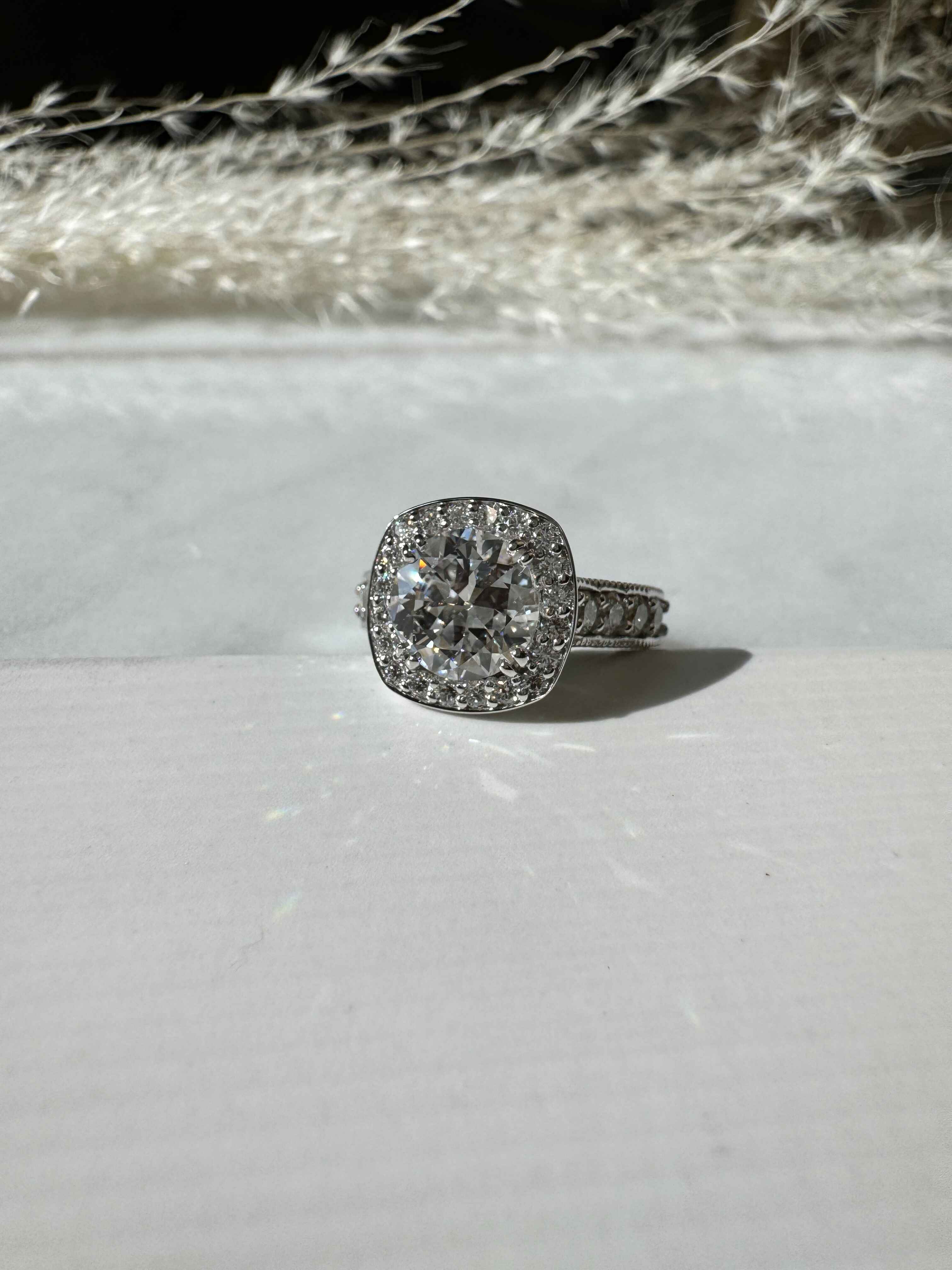 Round Diamond with Halo Custom Engagement Ring