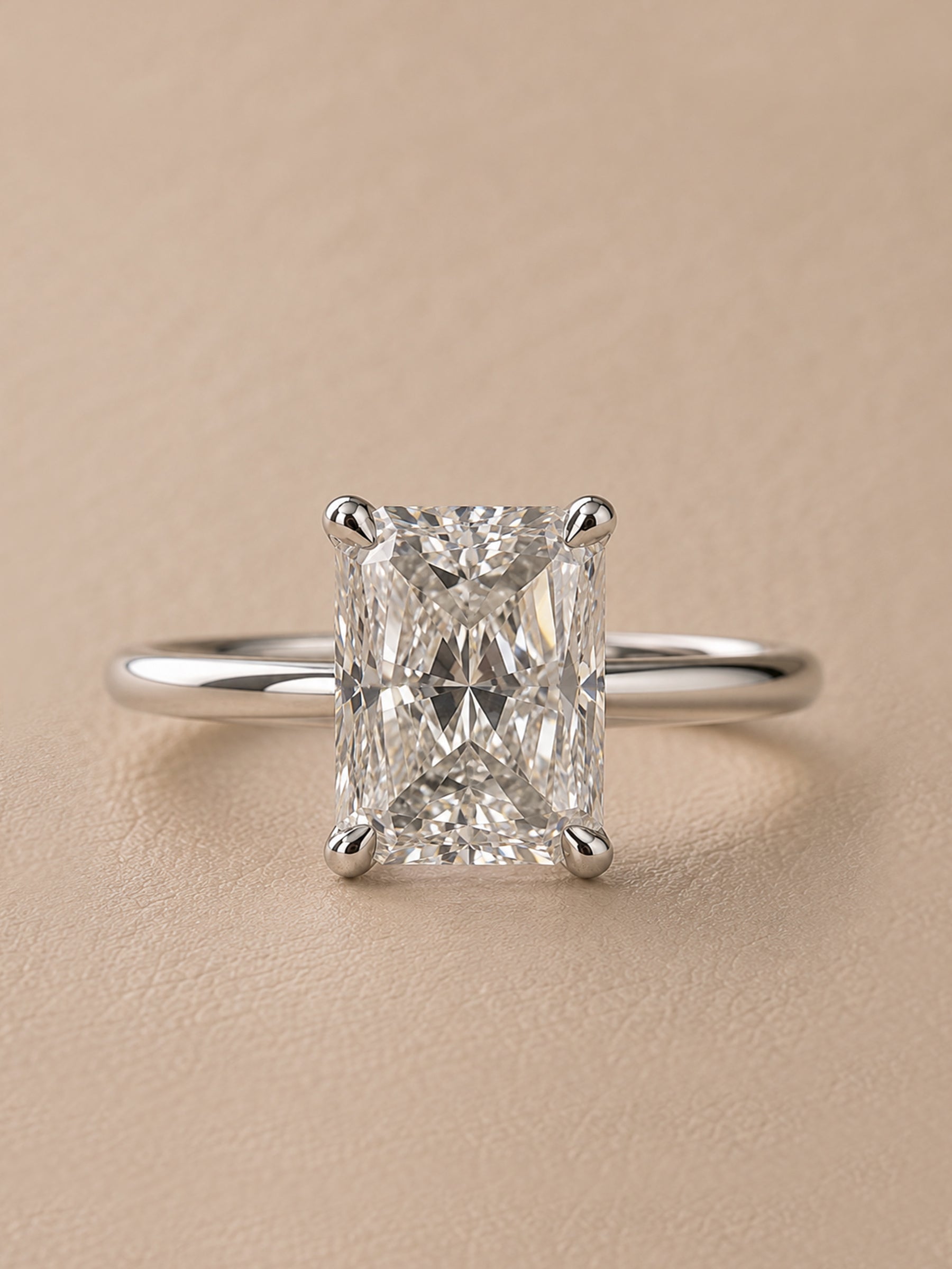 Radiant Cut & Hidden Halo Moissanite Engagement Ring