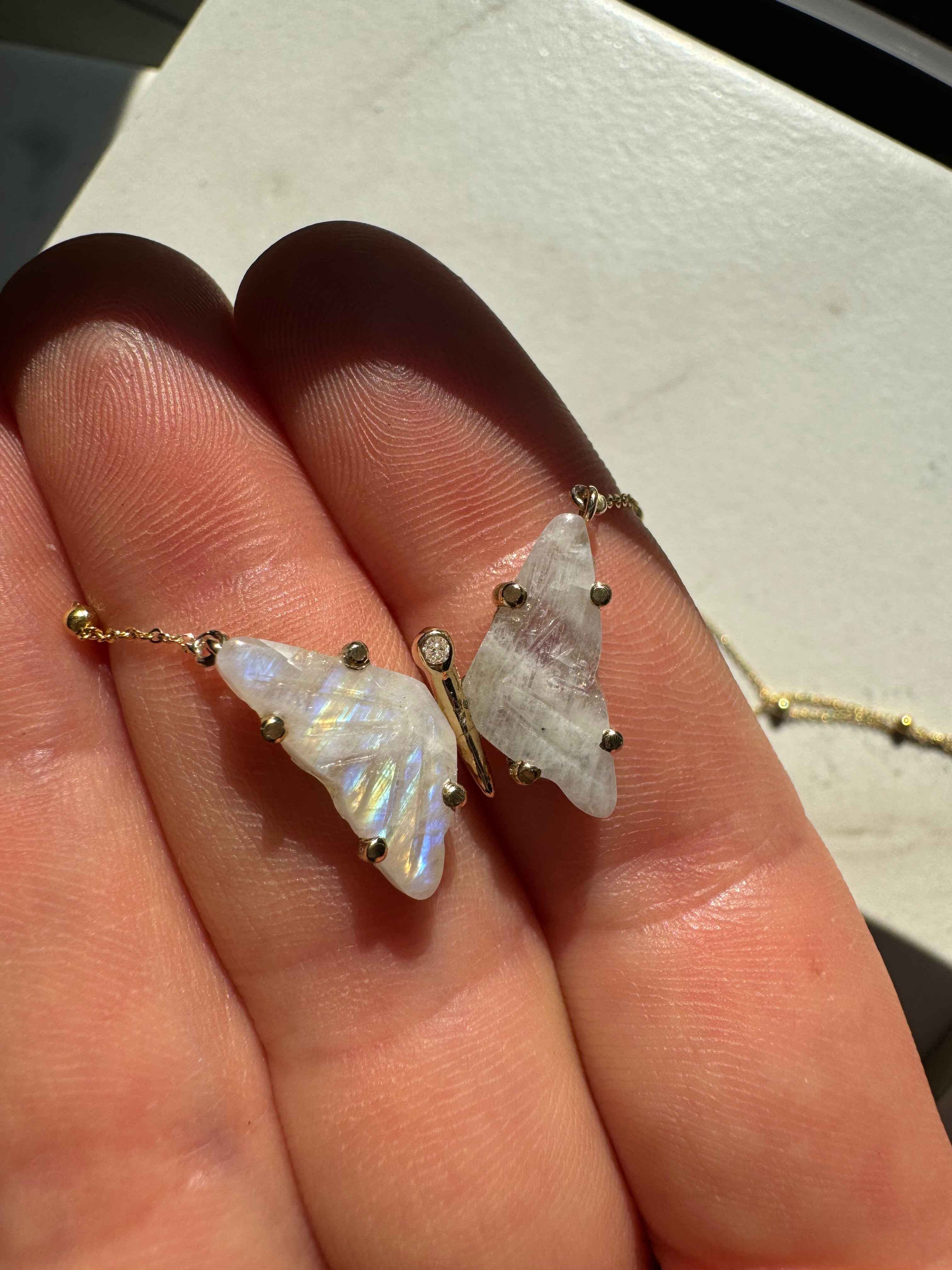 Moonstone Butterfly Satellite Necklace