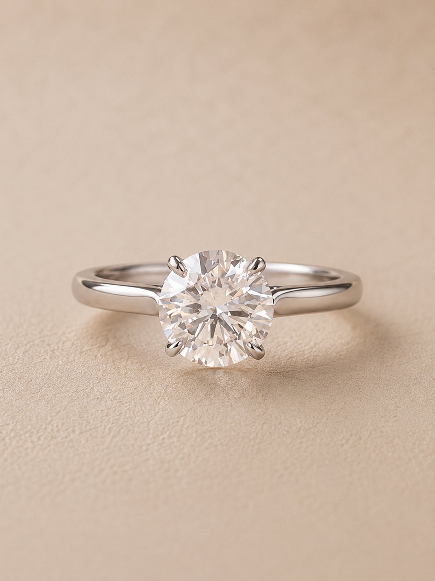 Round Diamond with Cathedral Setting Engagement Ring