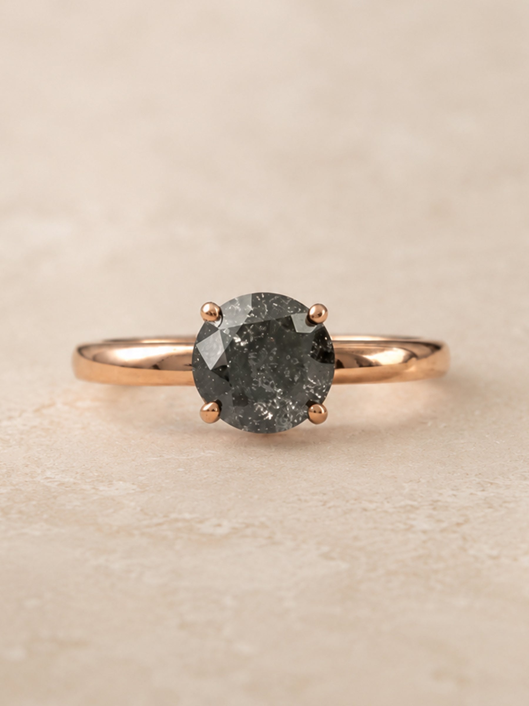 Round Salt and Pepper Diamond Engagement Ring