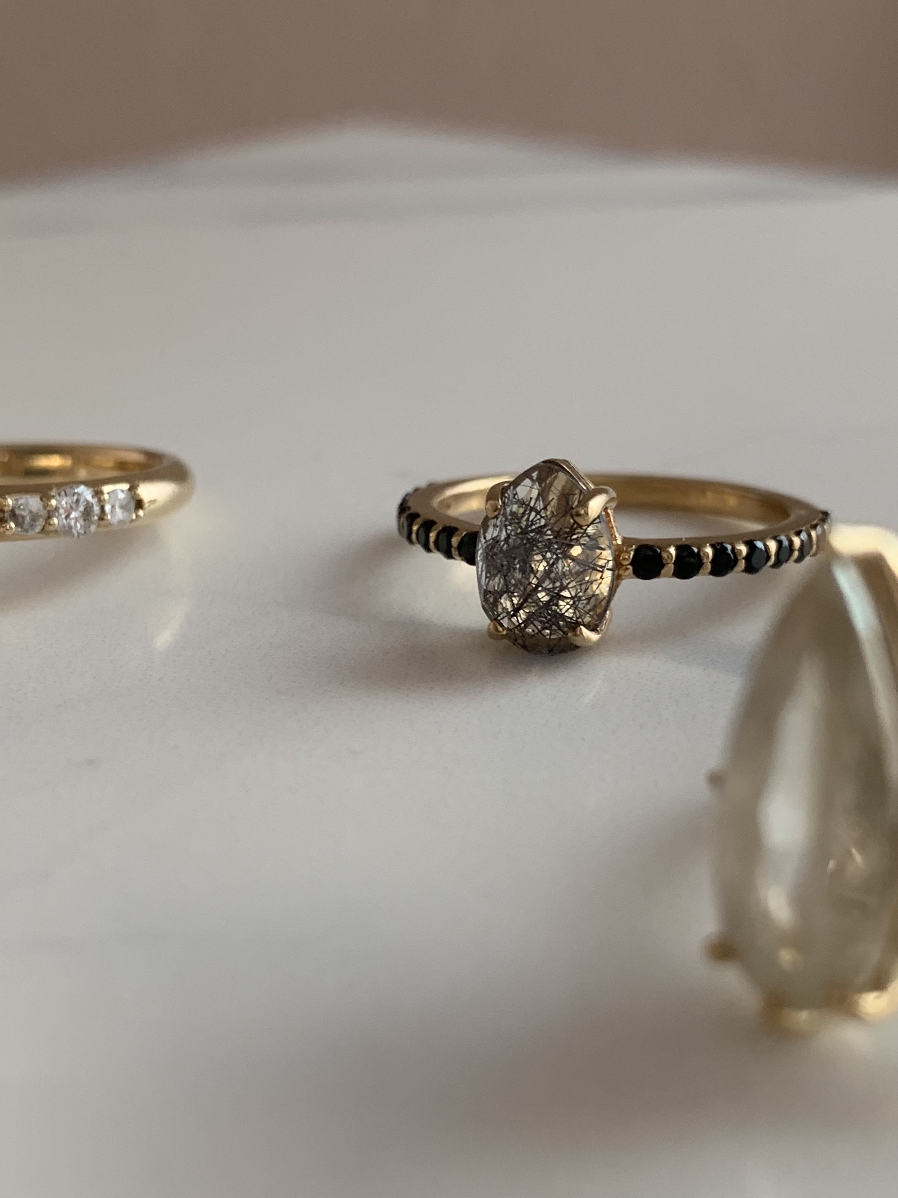 Salt and pepper clearance quartz ring