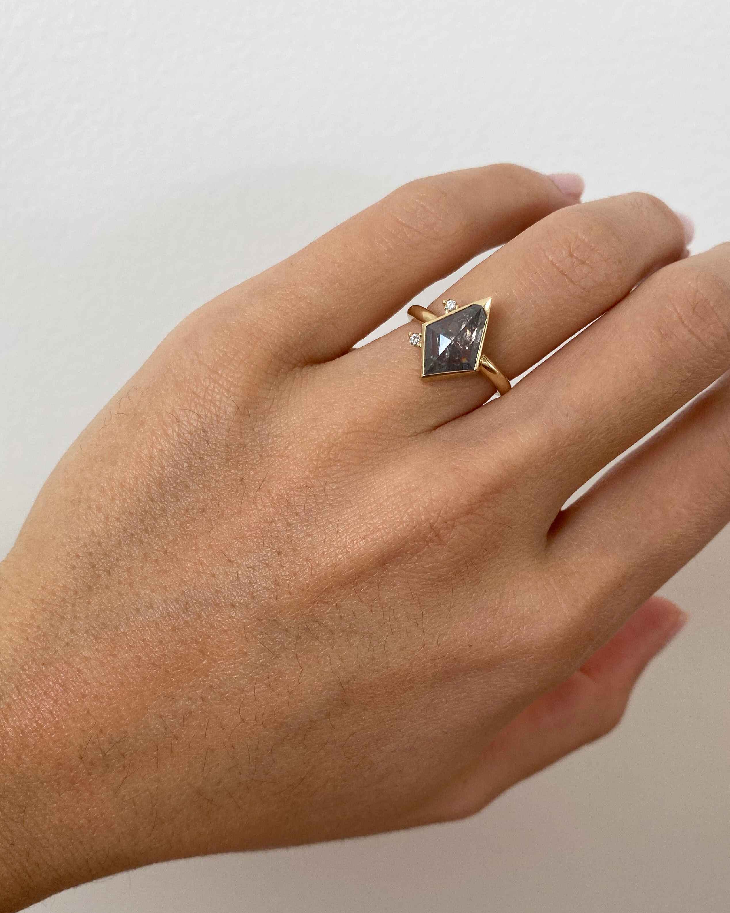 Salt & Pepper Kite Diamond Custom Engagement Ring