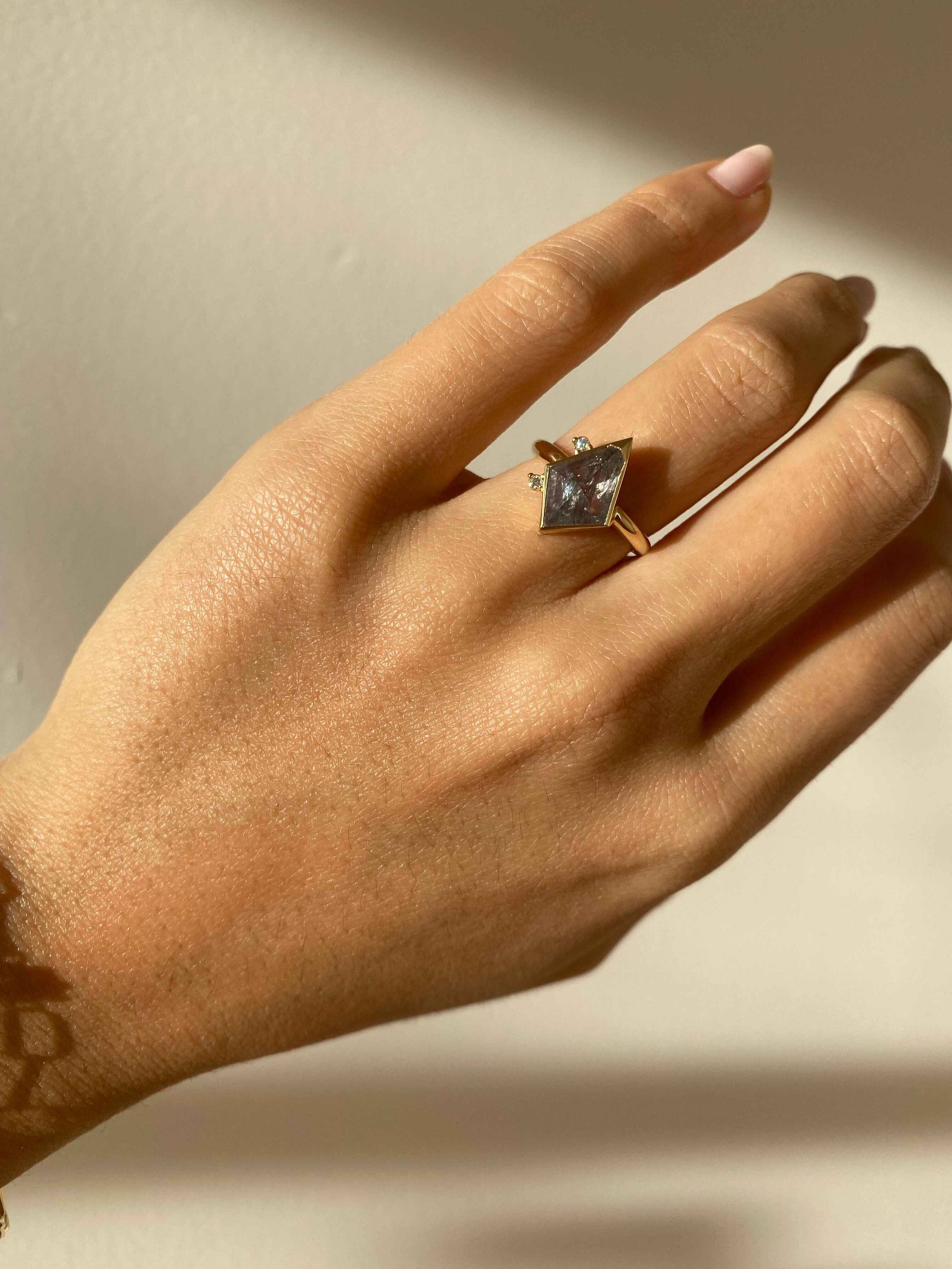 Salt & Pepper Kite Diamond Custom Engagement Ring