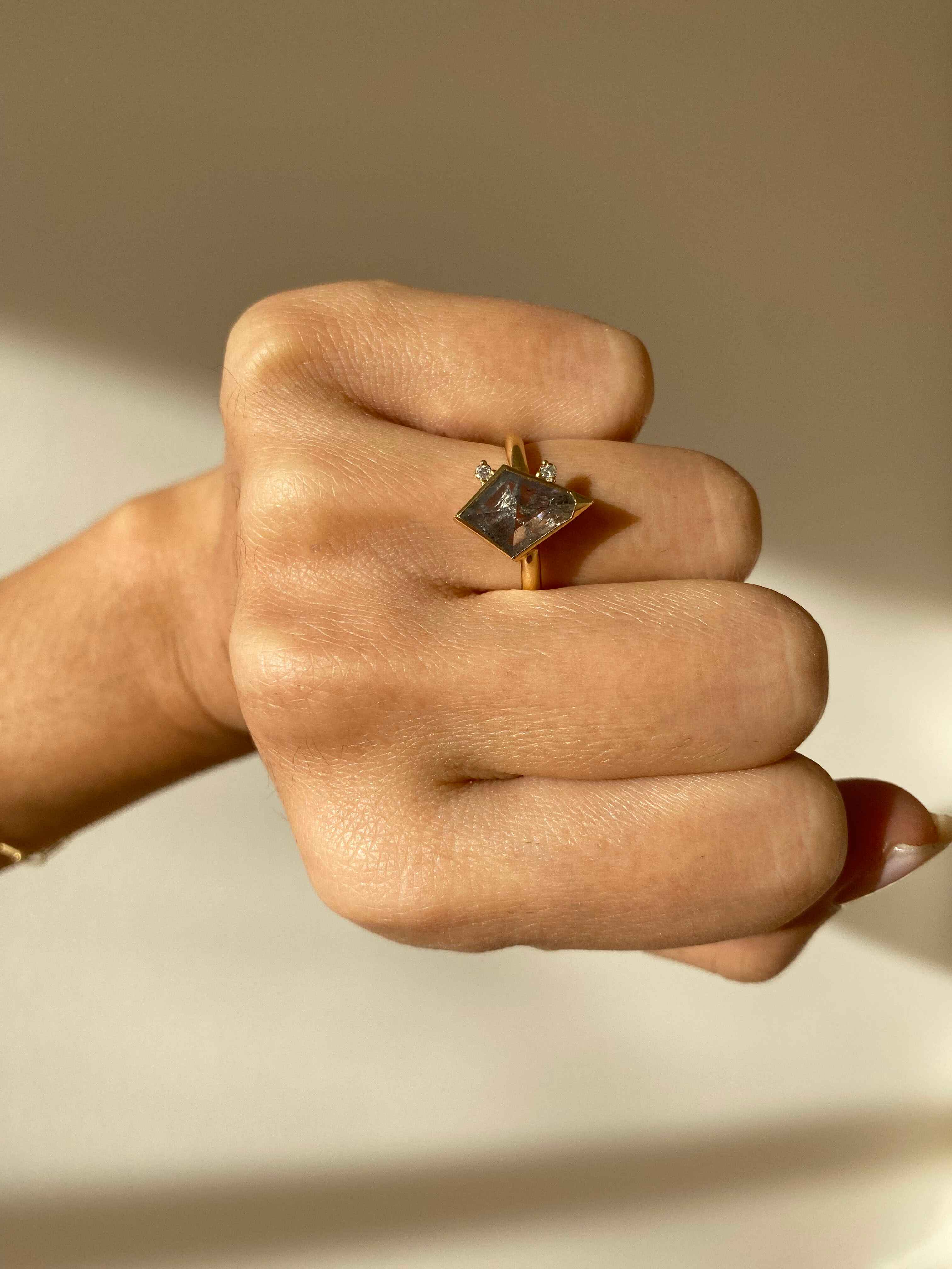Salt & Pepper Kite Diamond Custom Engagement Ring