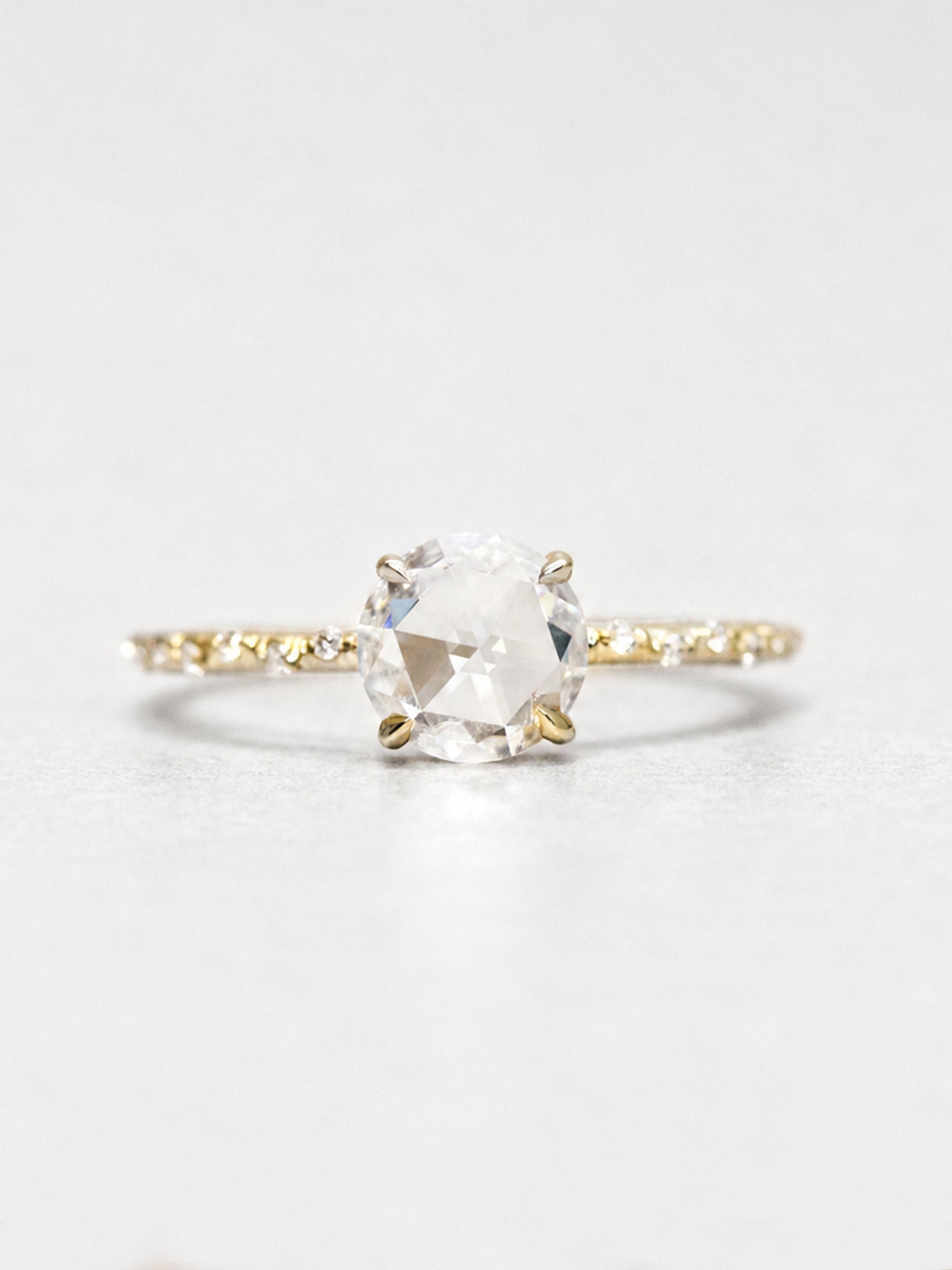 Scarlet Rose Cut Diamond Moissanite Ring