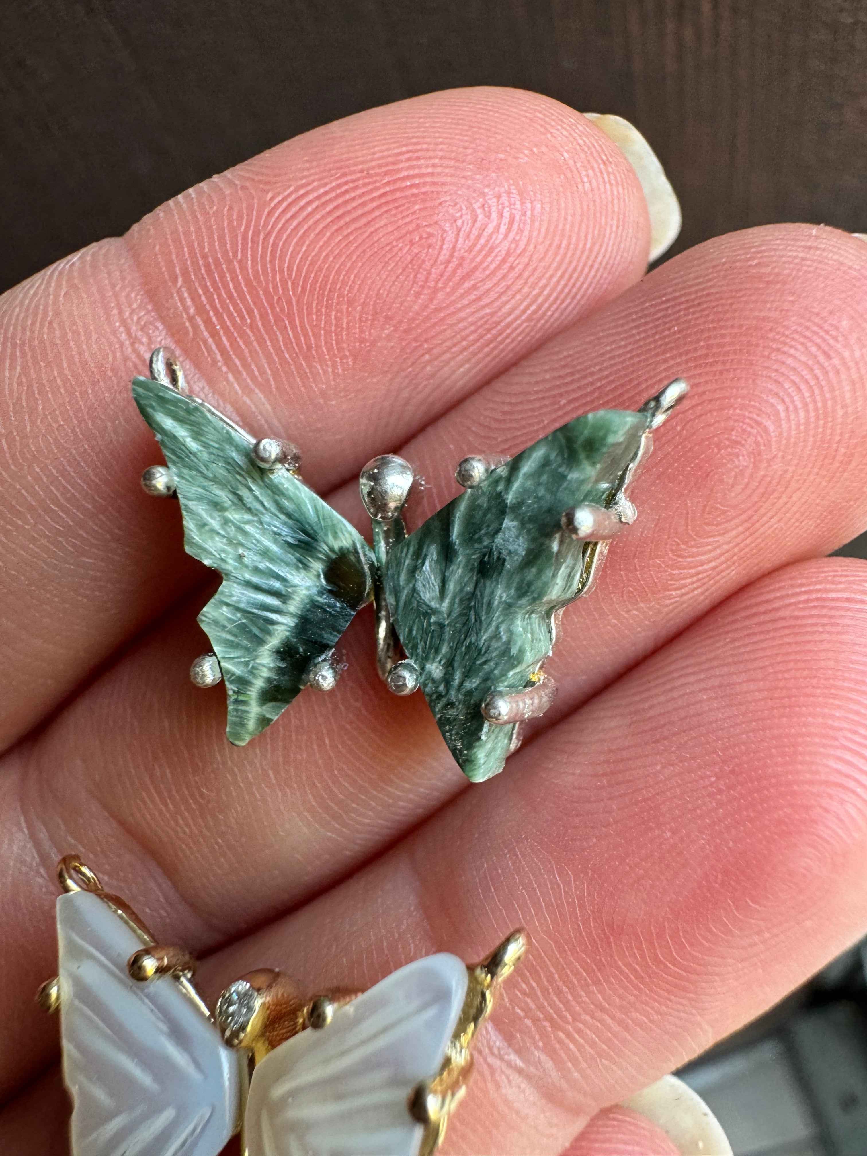 Green Seraphinite Butterfly Necklace