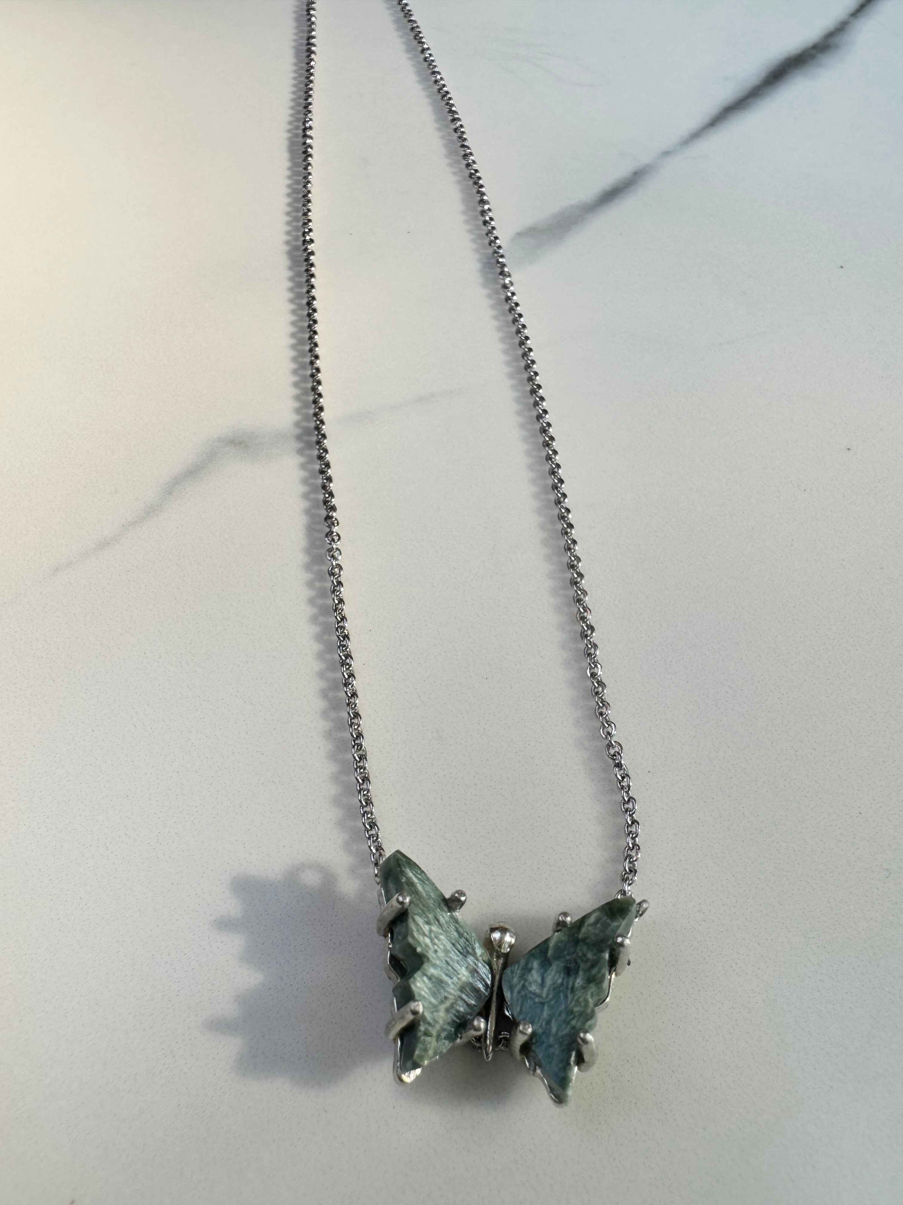 Green Seraphinite Butterfly Necklace