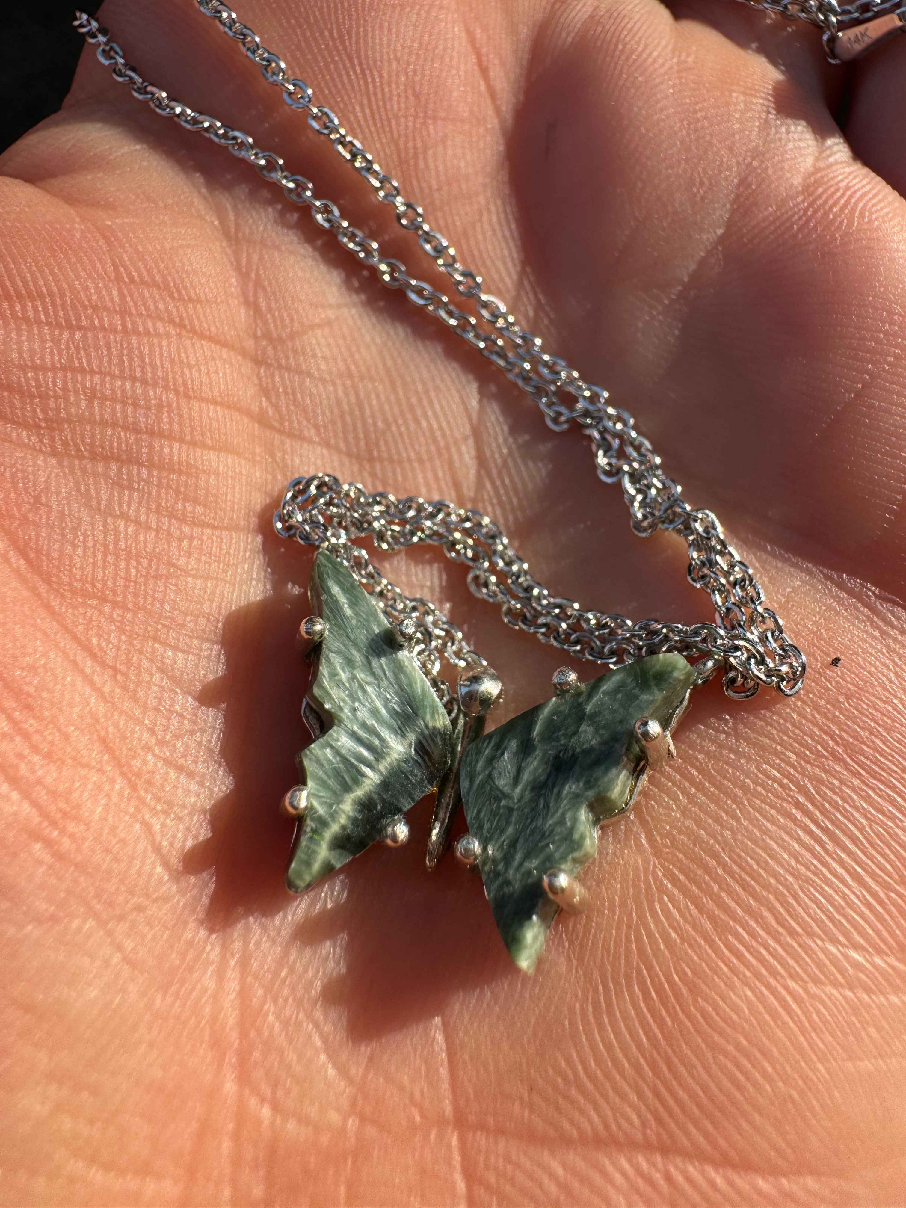 Green Seraphinite Butterfly Necklace