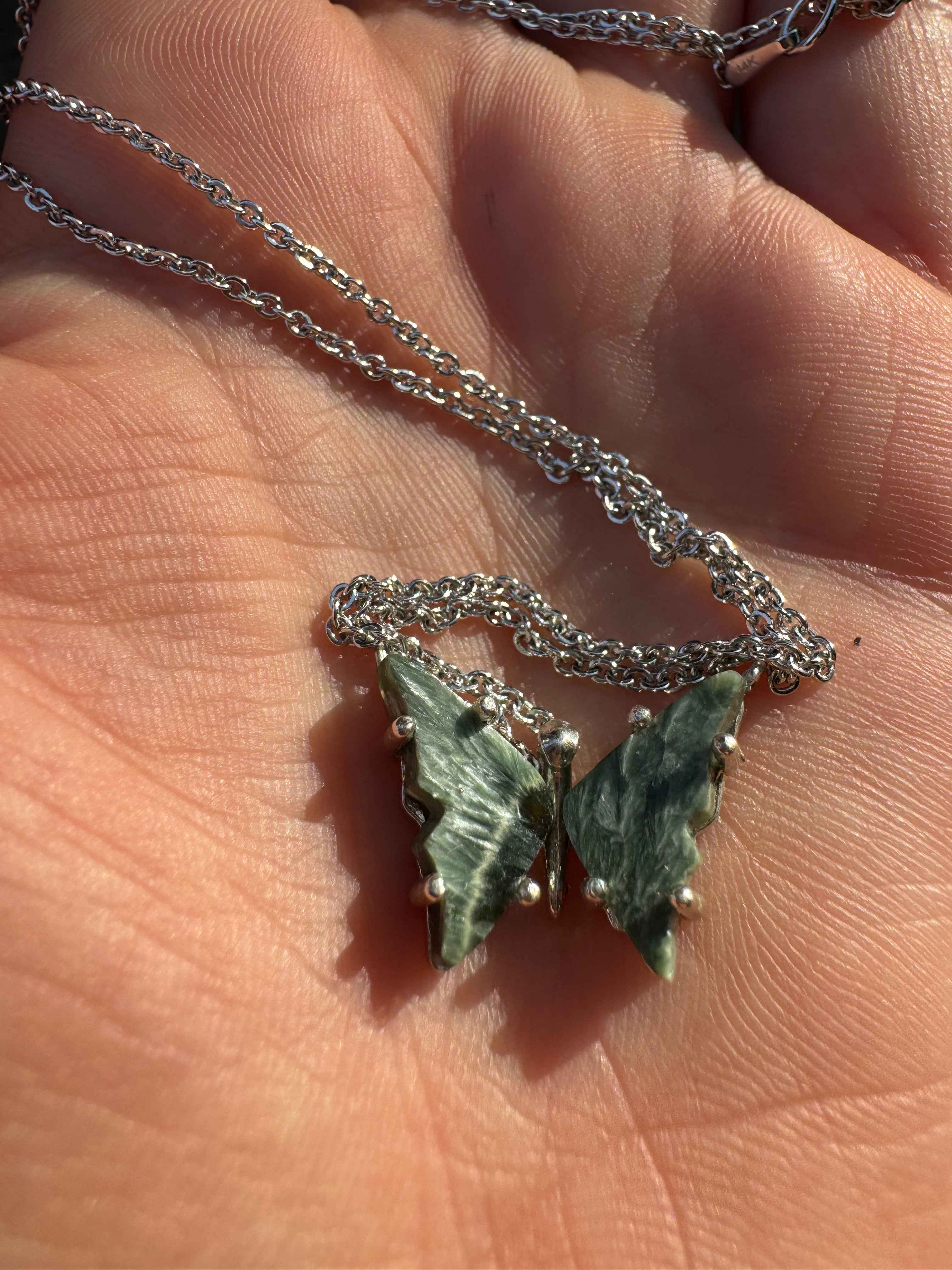 Green Seraphinite Butterfly Necklace