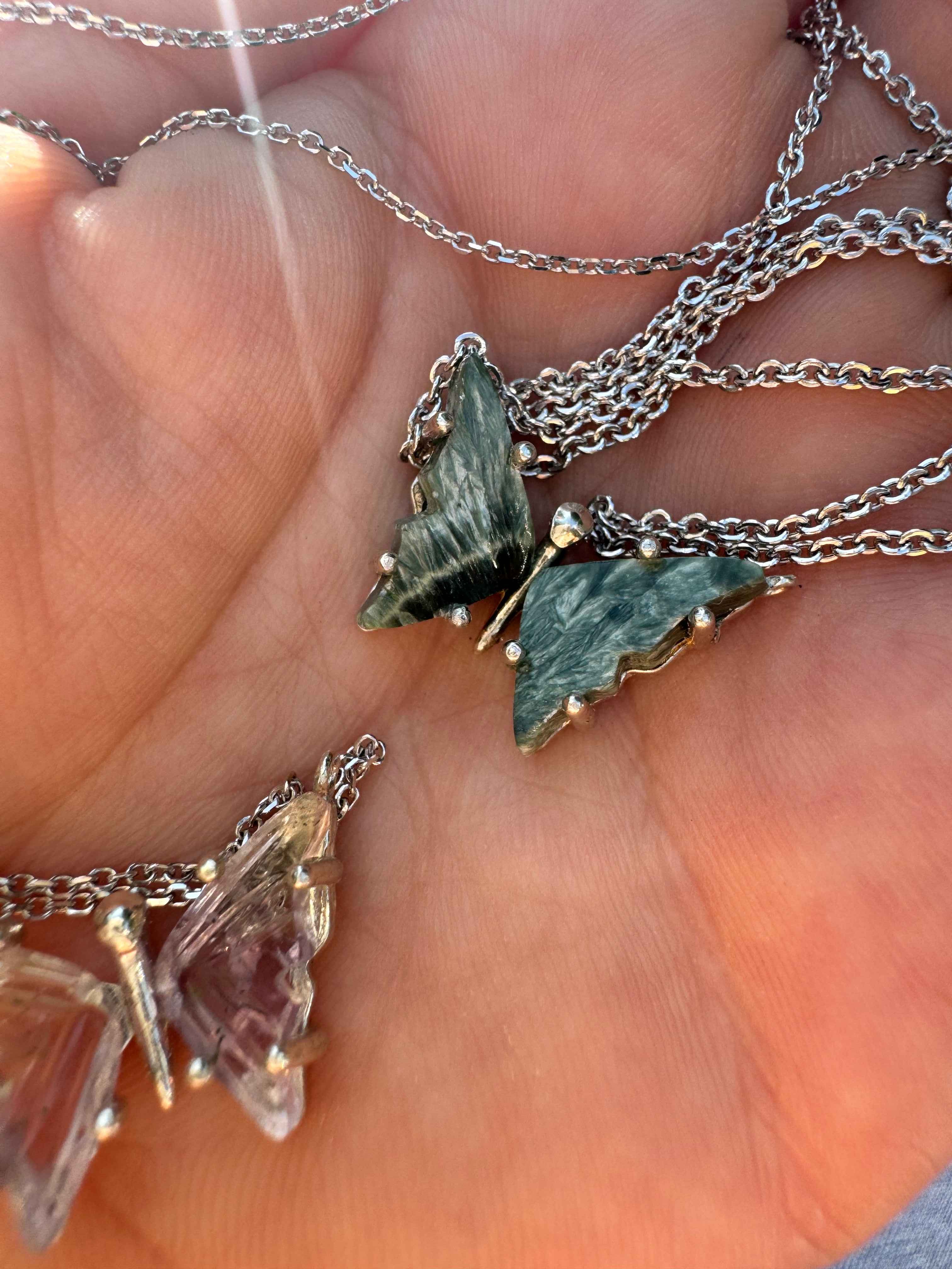 Green Seraphinite Butterfly Necklace