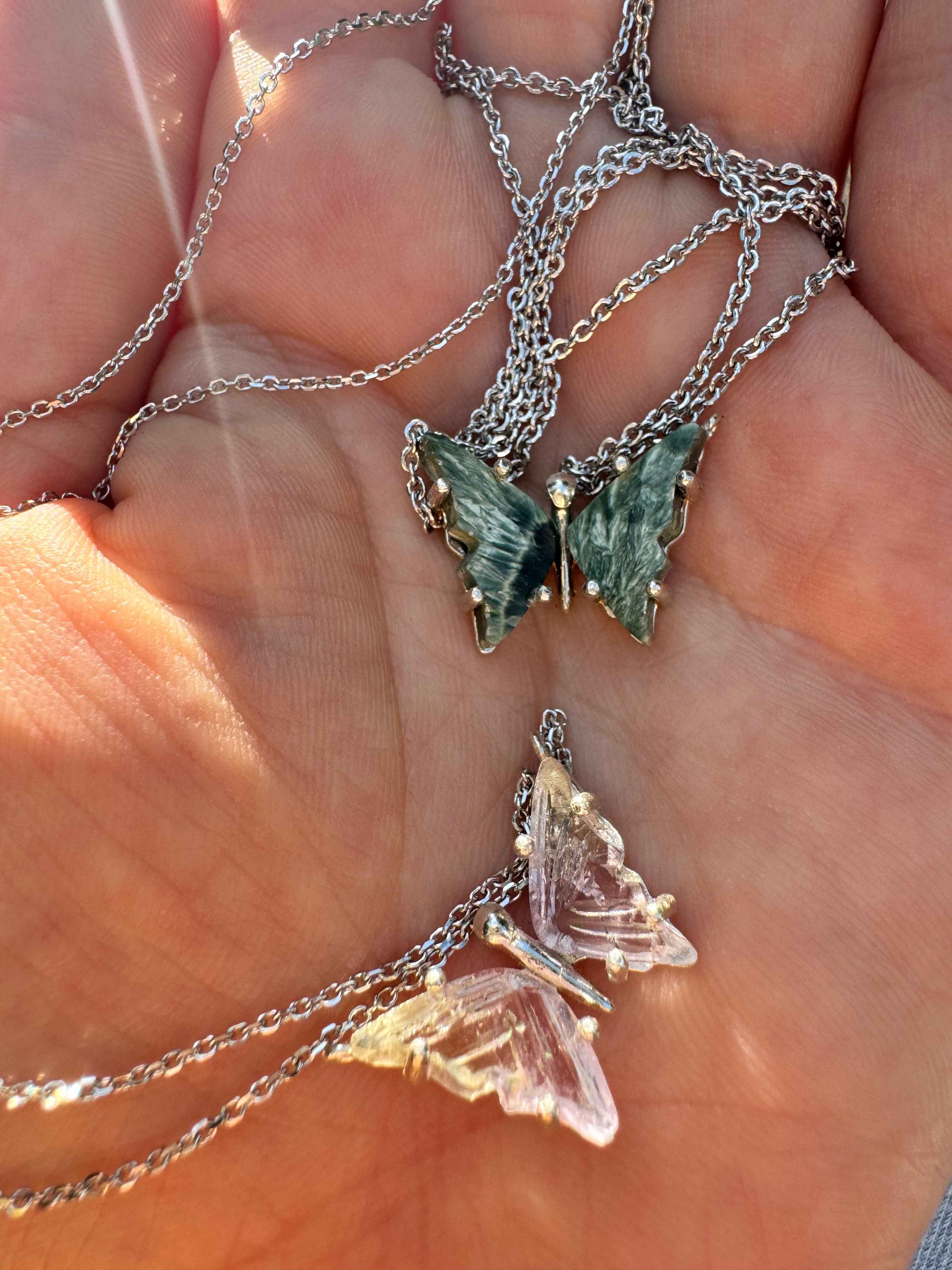 Green Seraphinite Butterfly Necklace