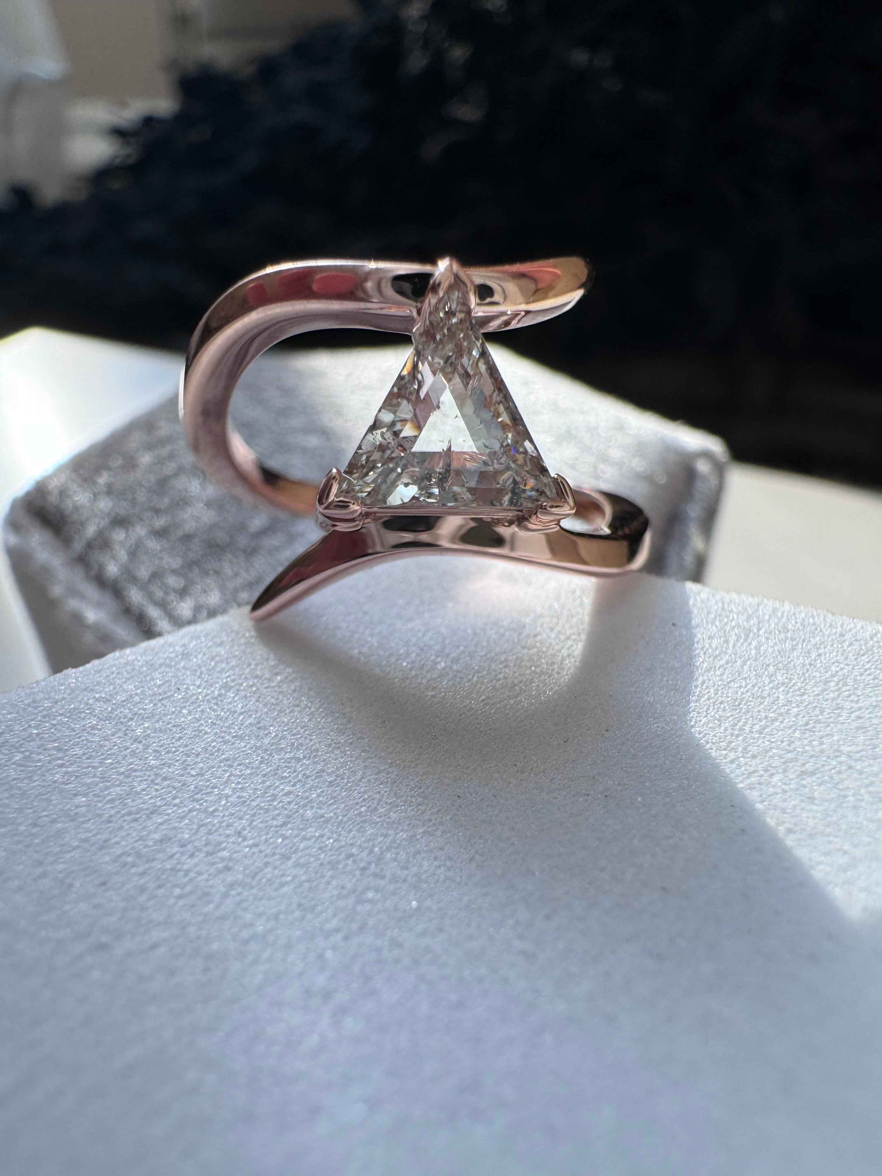 Triangle Diamond Custom Engagement Ring