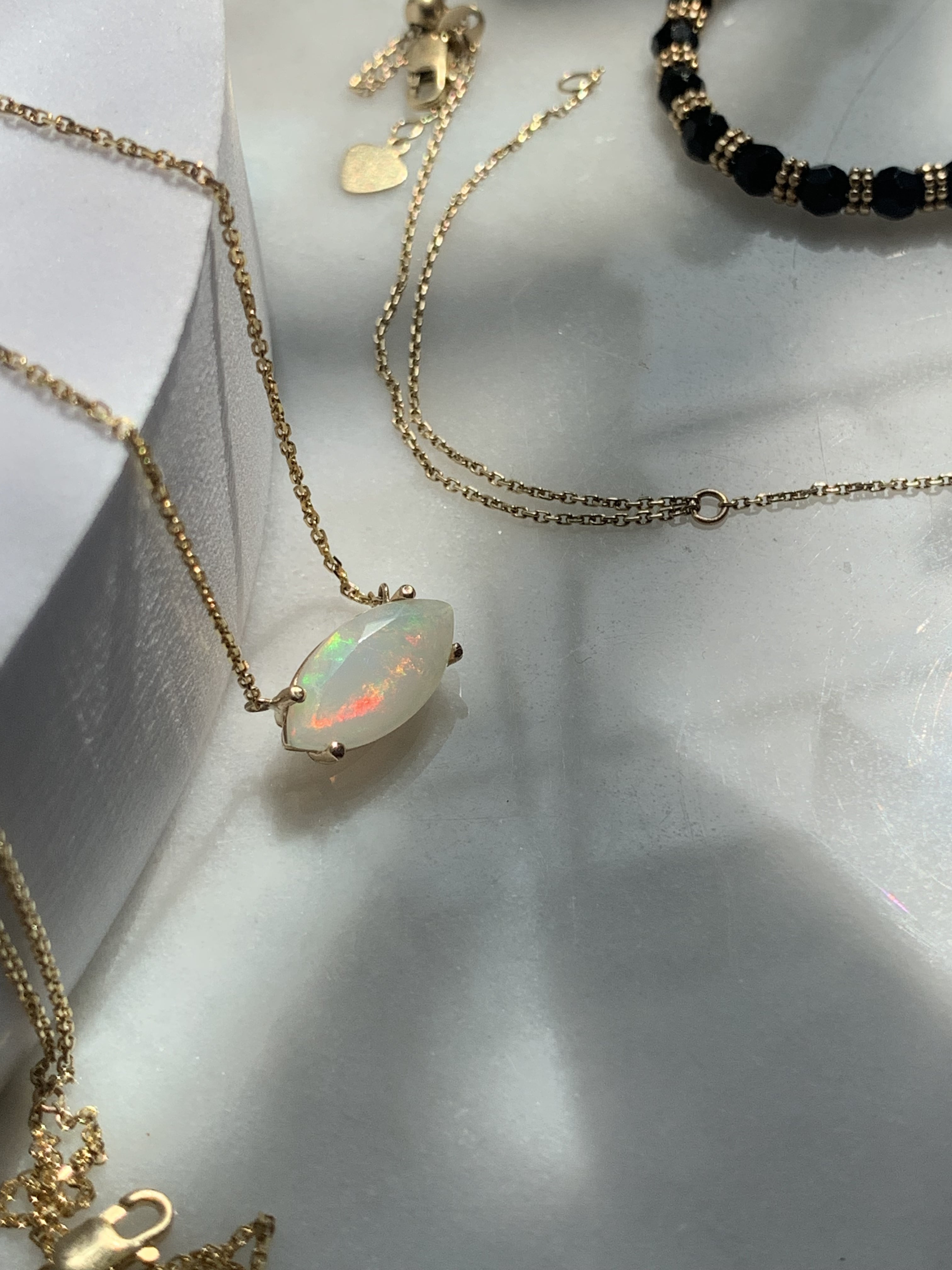 Solitaire Marquise Opal Necklace