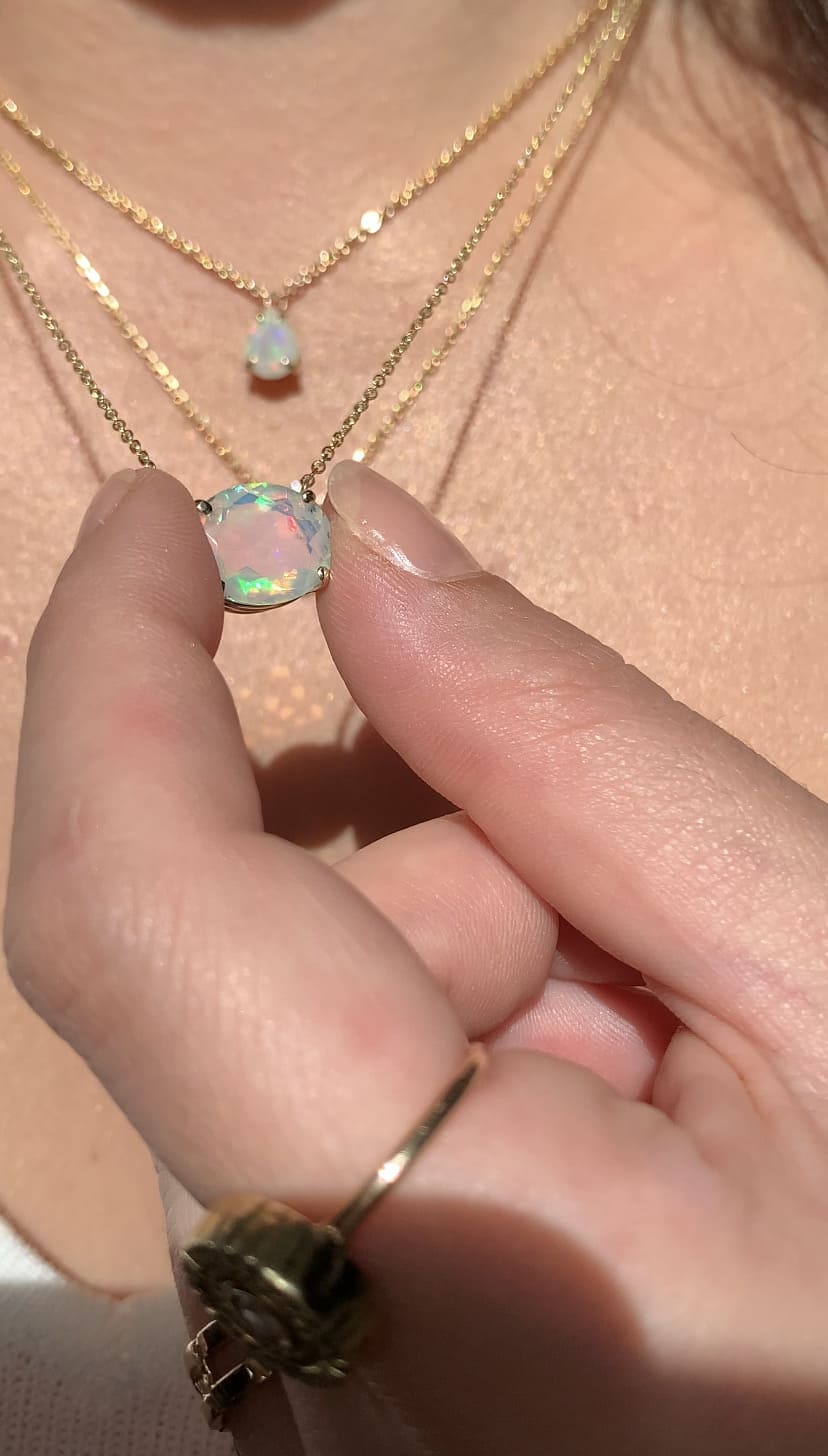 Solitaire Oval Opal Necklace