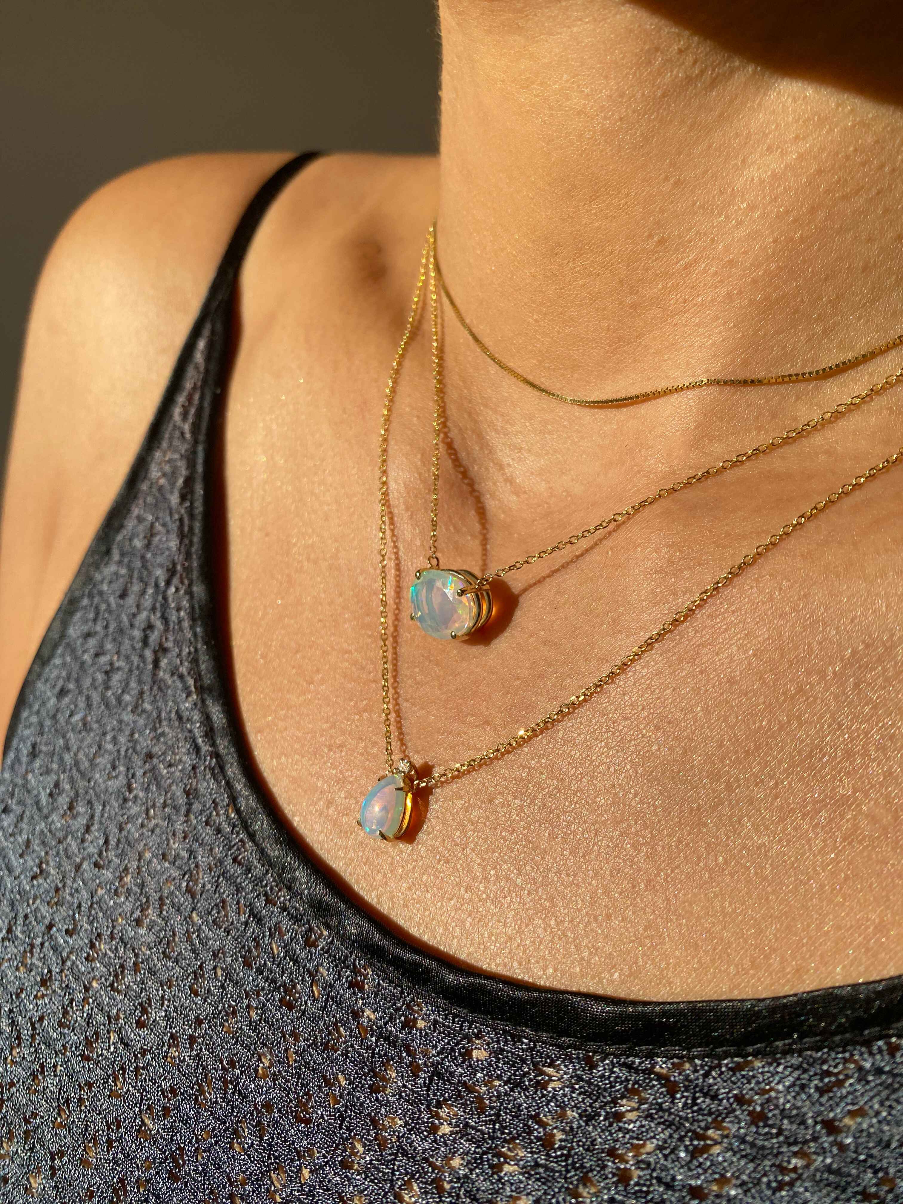 Solitaire Oval Opal Necklace